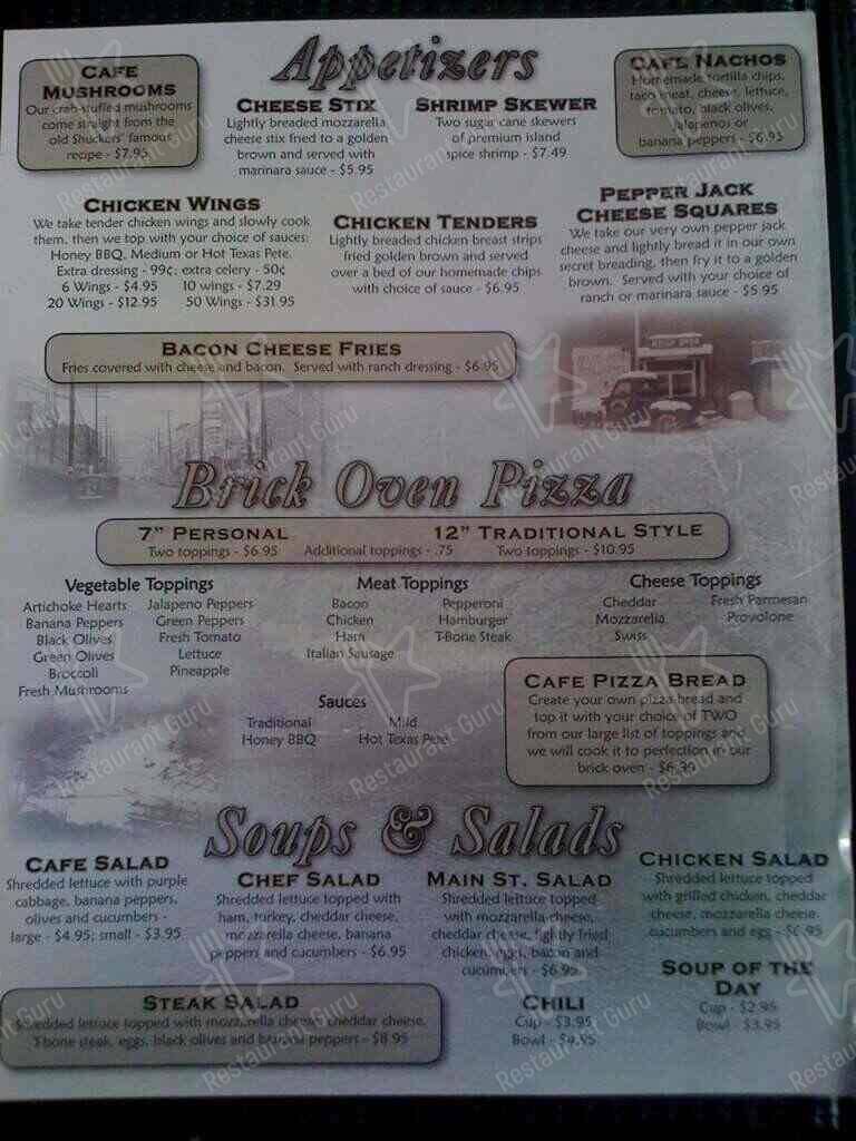 Menu at River's Edge Cafe, Saint Albans