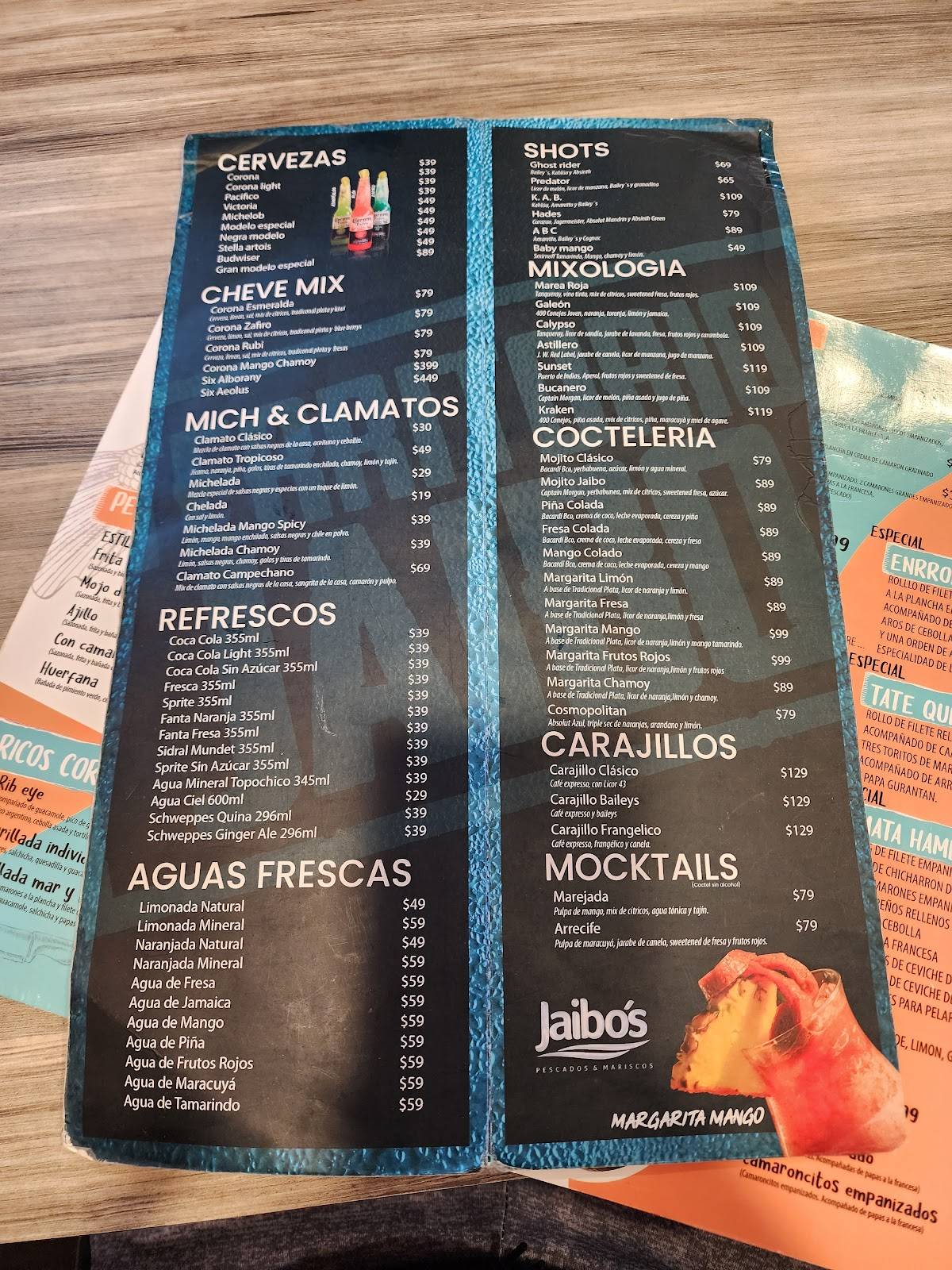 Carta del restaurante Jaibo's, Saltillo, Calle Emilio Carranza 112