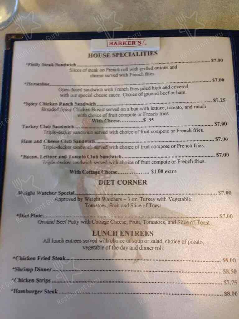 Menu at Pheasant Run restaurant, Hays