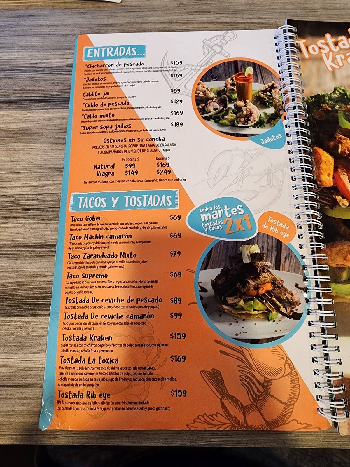 Carta del restaurante Jaibo's, Saltillo, Calle Emilio Carranza 112