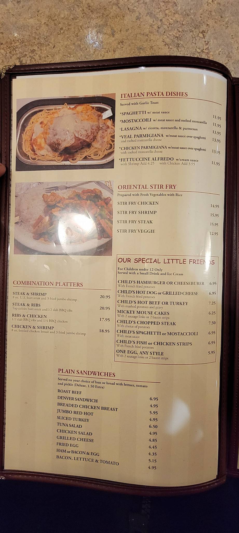 Menu at Top Notch Restaurant, Highland