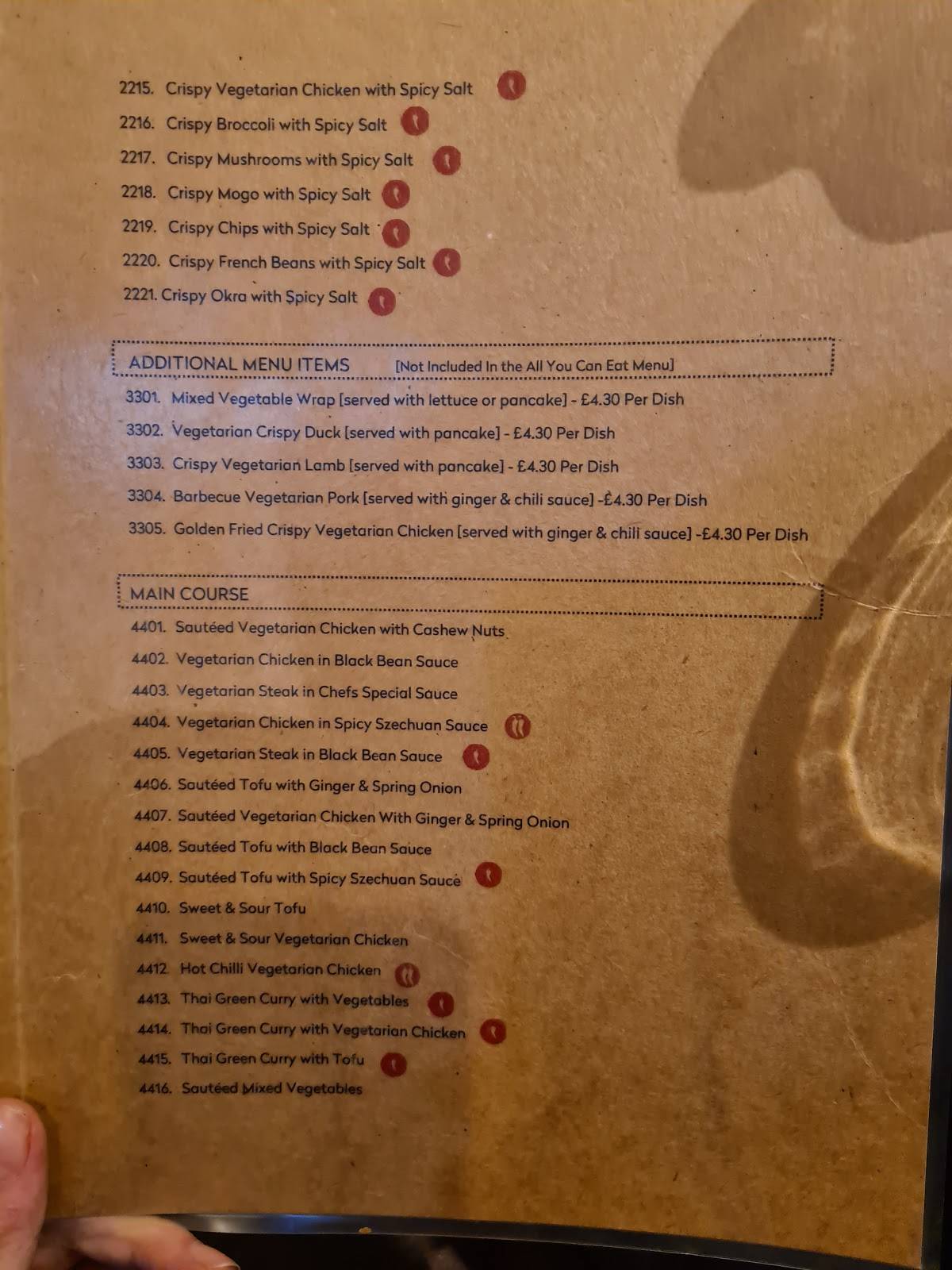 Menu at Zen Buddha restaurant, Edgware