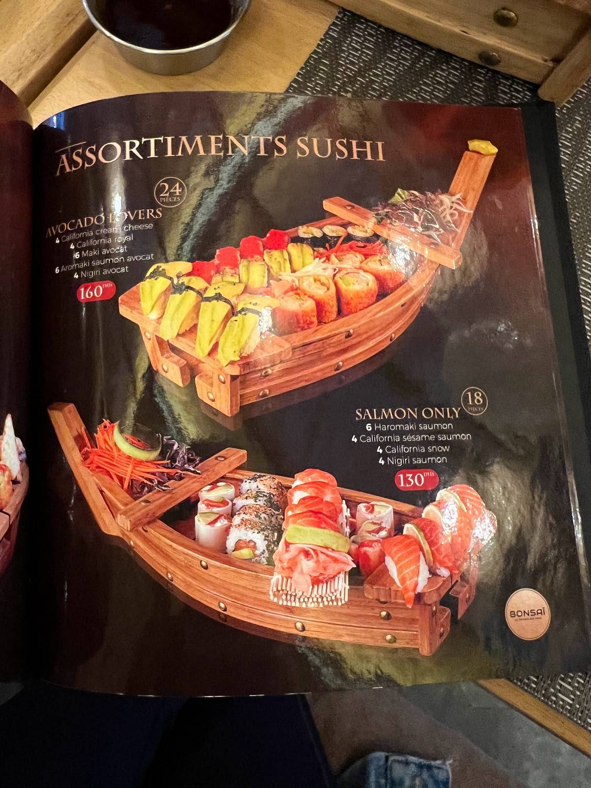 Menu au BONSAÏ Marrakech Sushi & Thaï restaurant, Marrakech