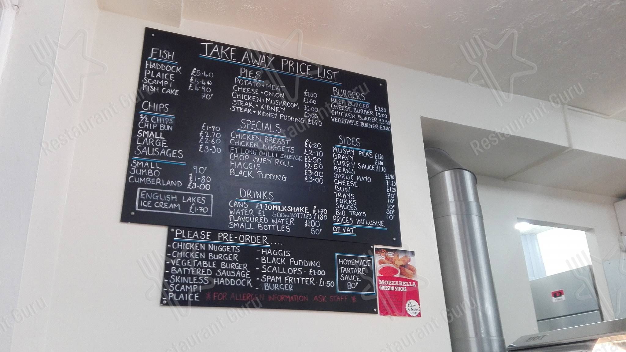 Menu at Chippy Bank fast food, Ulverston