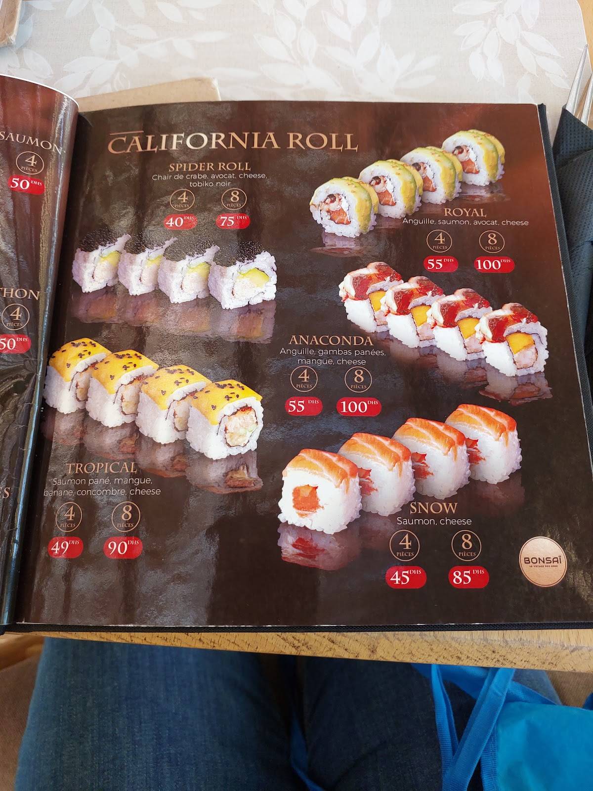 Menu au BONSAÏ Marrakech Sushi & Thaï restaurant, Marrakech