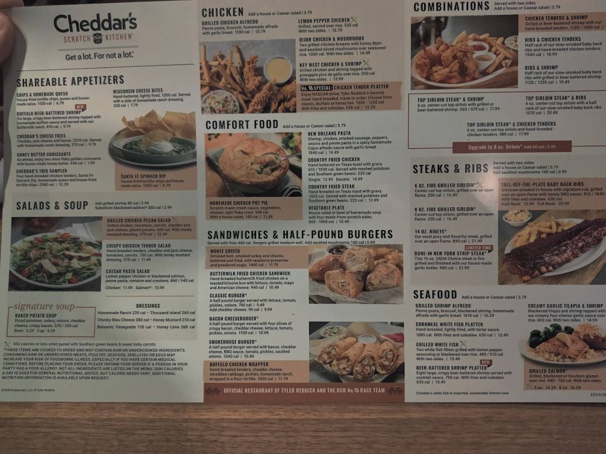 Menu at Cheddar's Scratch Kitchen restaurant, Ocala