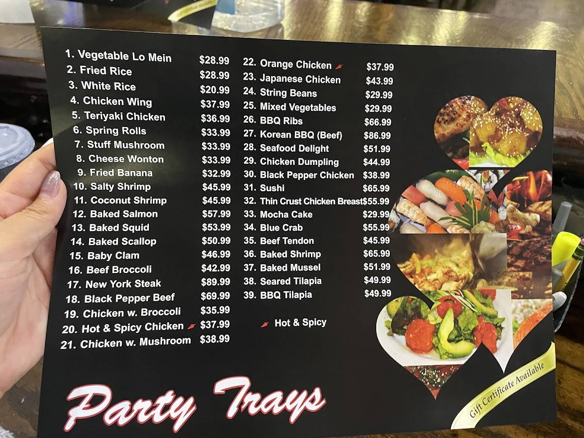 Menu at Pan Asia Buffet restaurant, San Marcos