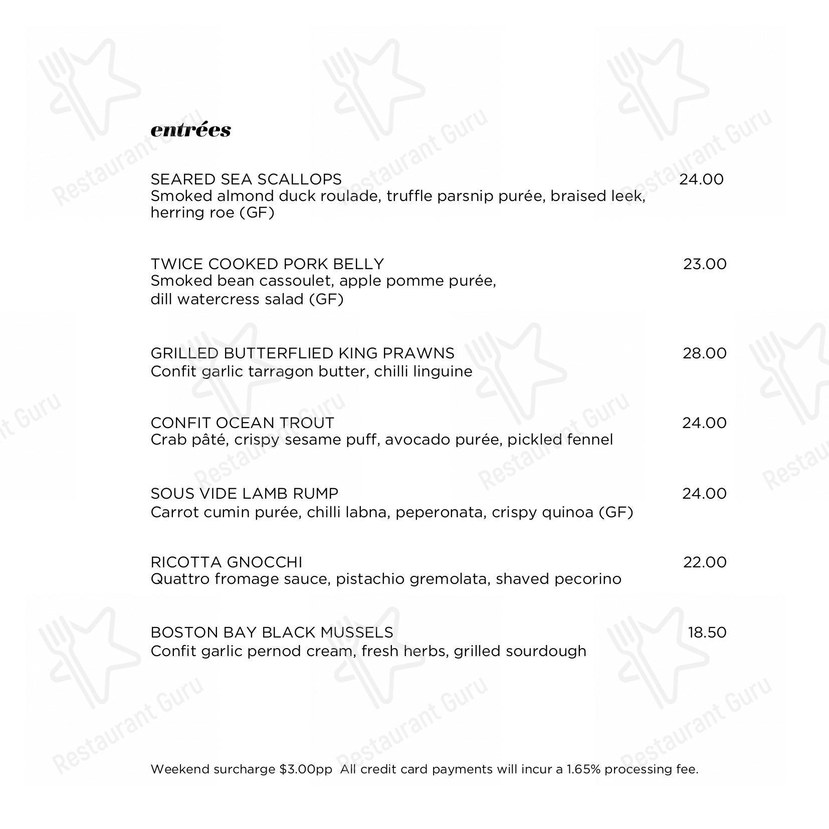 Menu at Reef Restaurant, Terrigal