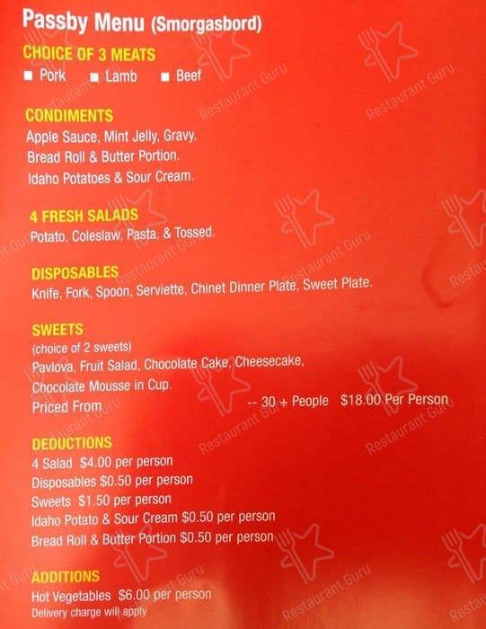 Menu at Ripper Roasts restaurant, Geelong