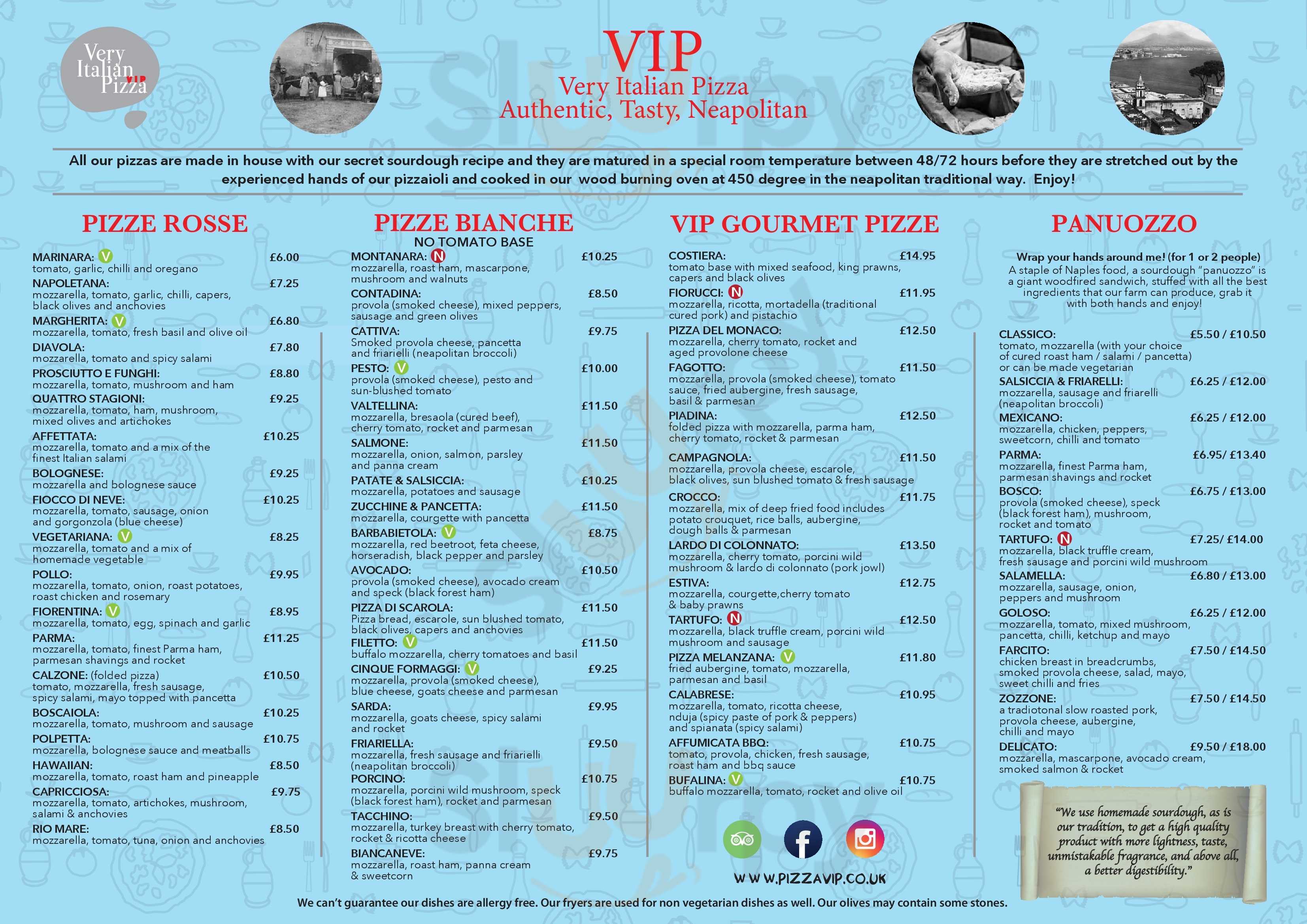 Vip Very Italian Pizza Saltdean menù, Brighton Main Menu Sluurpy