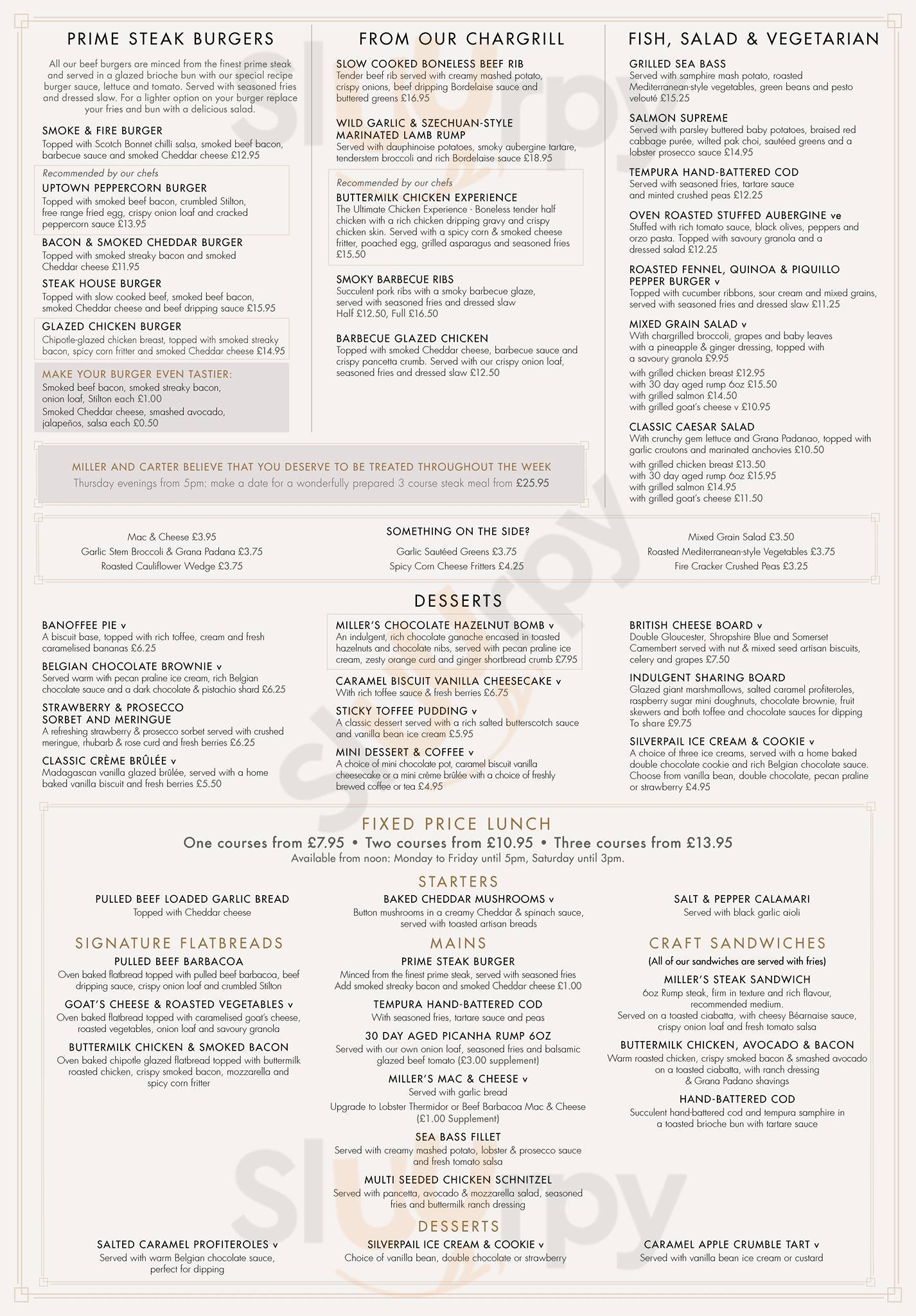Miller & Carter Thornhill menù, Cardiff Main Menu Sluurpy