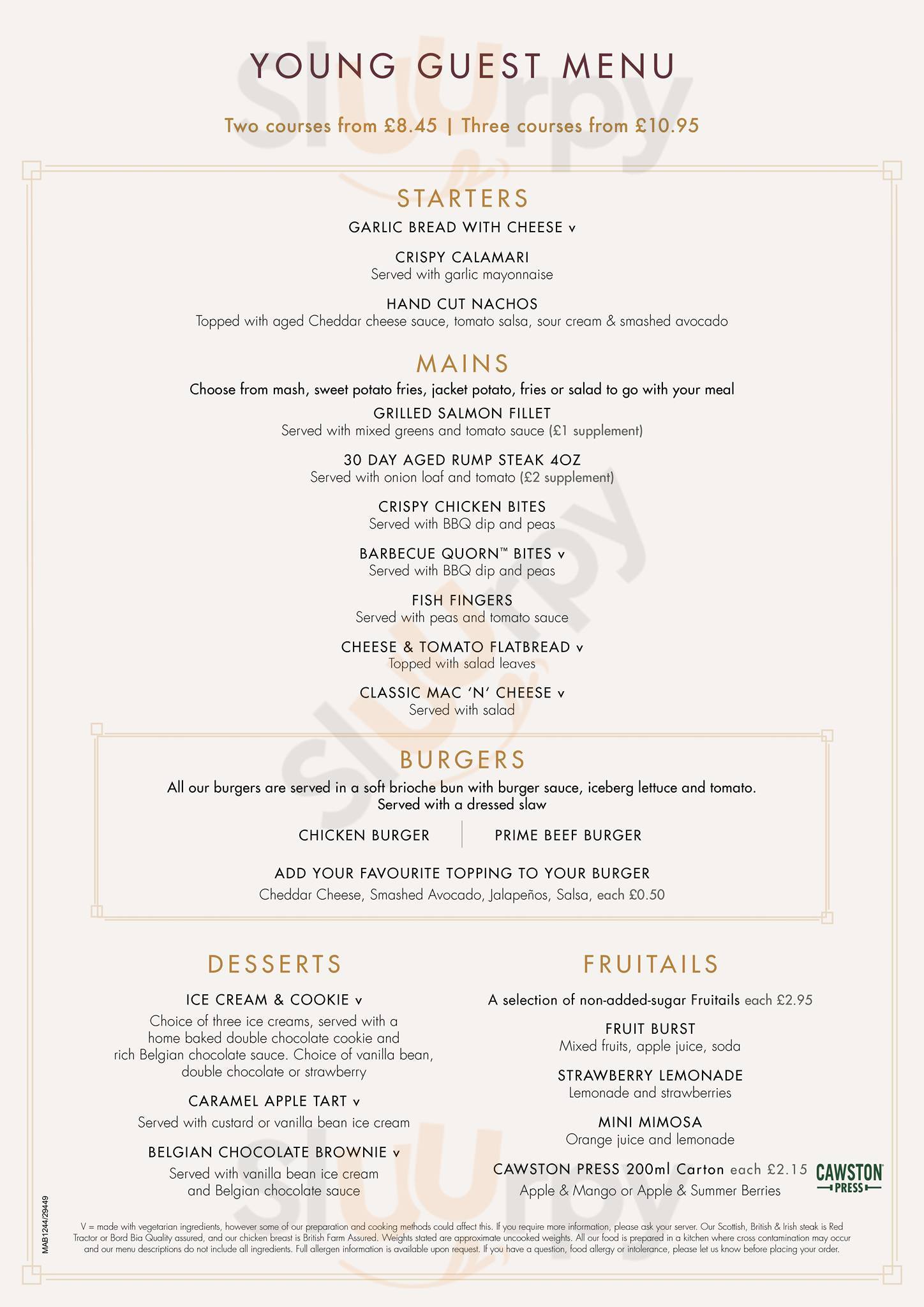 Miller & Carter Thornhill menù, Cardiff Main Menu Sluurpy