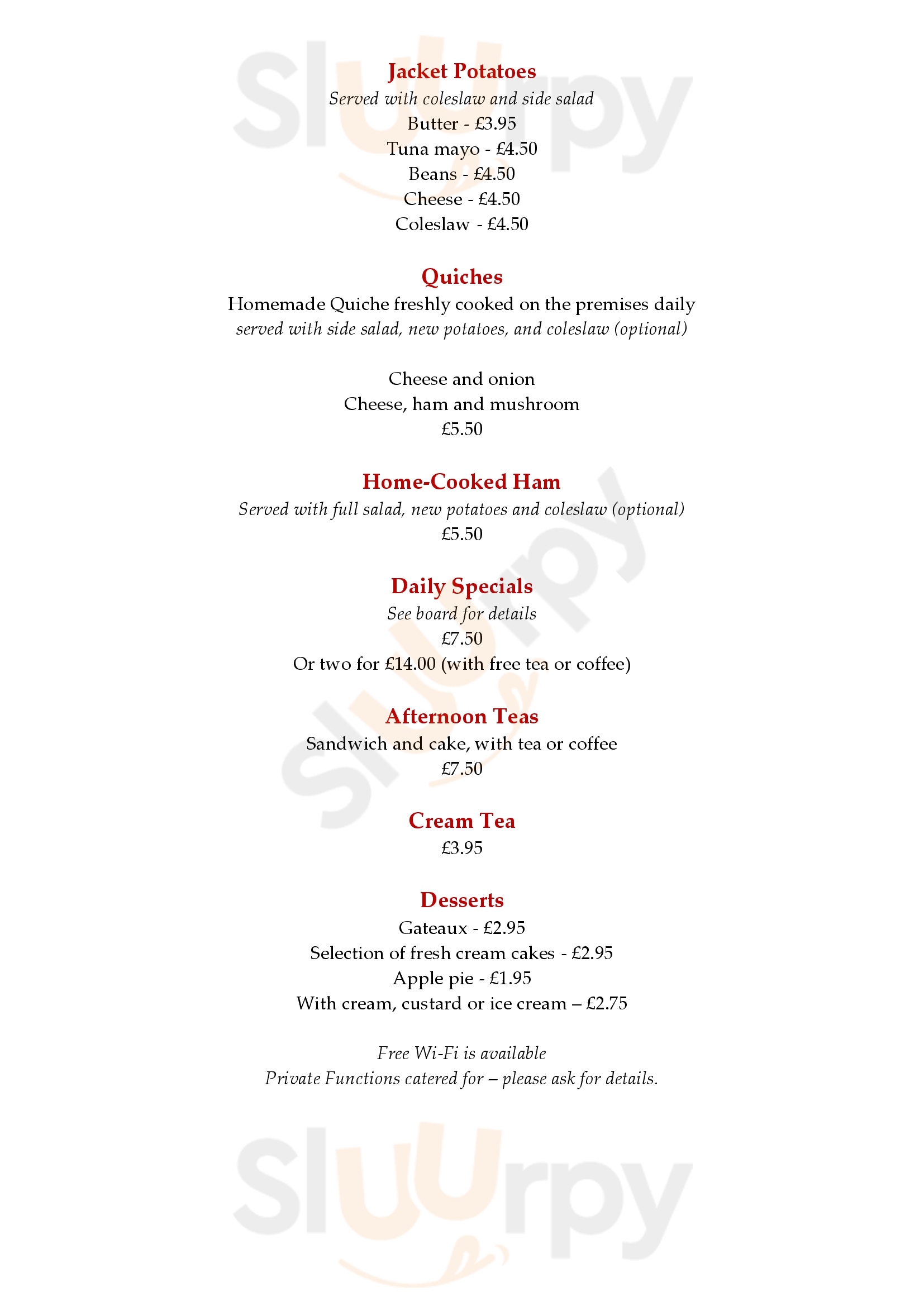 The Cloister Cafe menù, Newcastle upon Tyne Main Menu Sluurpy