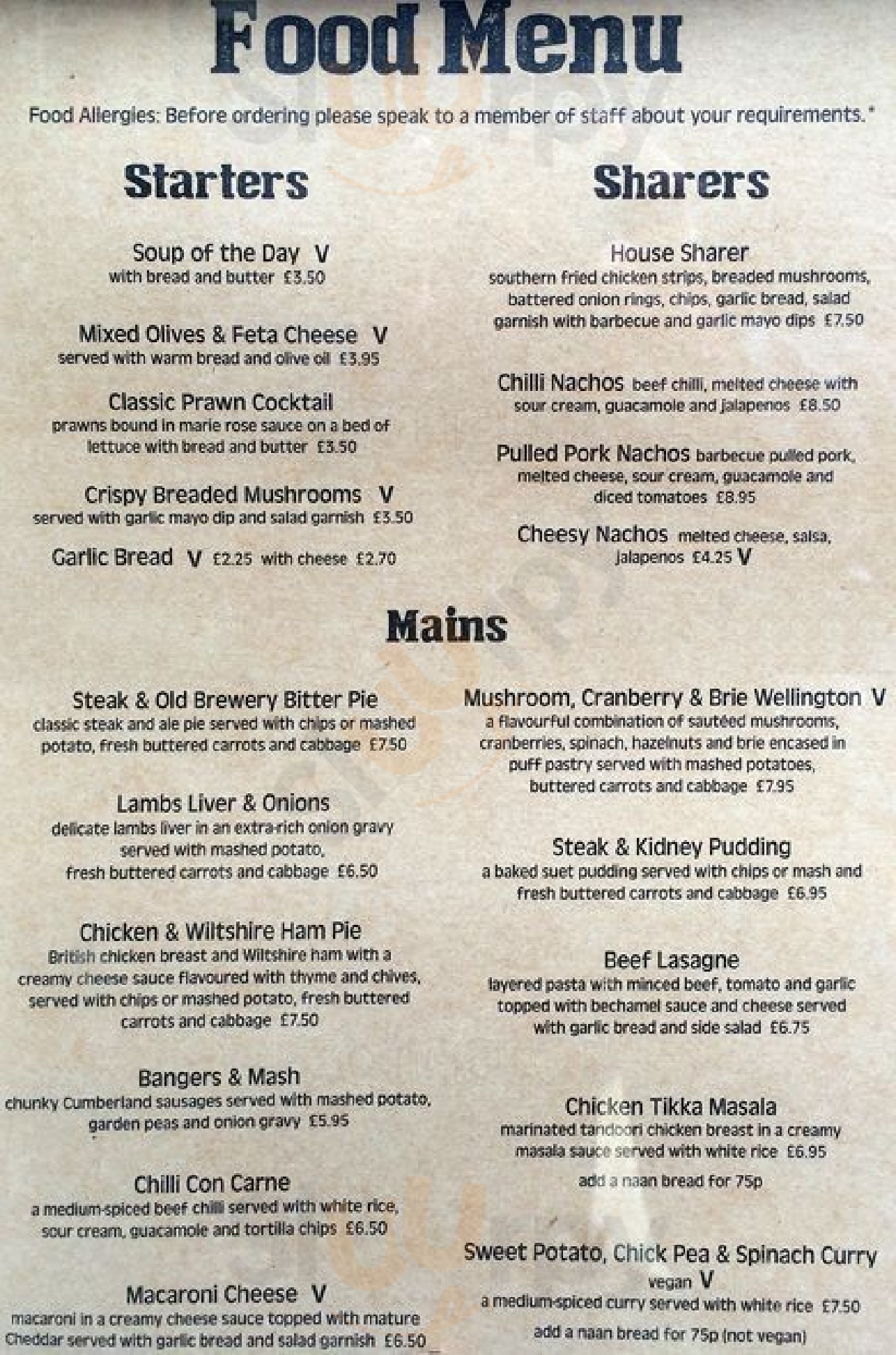 Sinclair's Oyster Bar menù, Manchester Main Menu Sluurpy