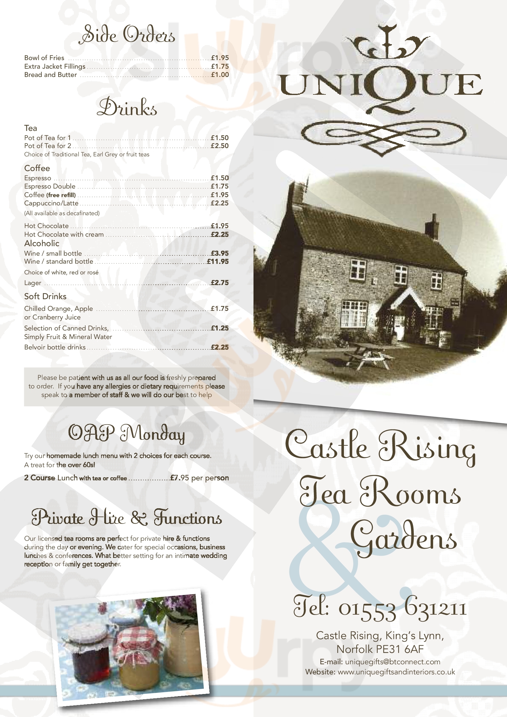 Castle Rising Tea Rooms menù, King's Lynn Main Menu Sluurpy
