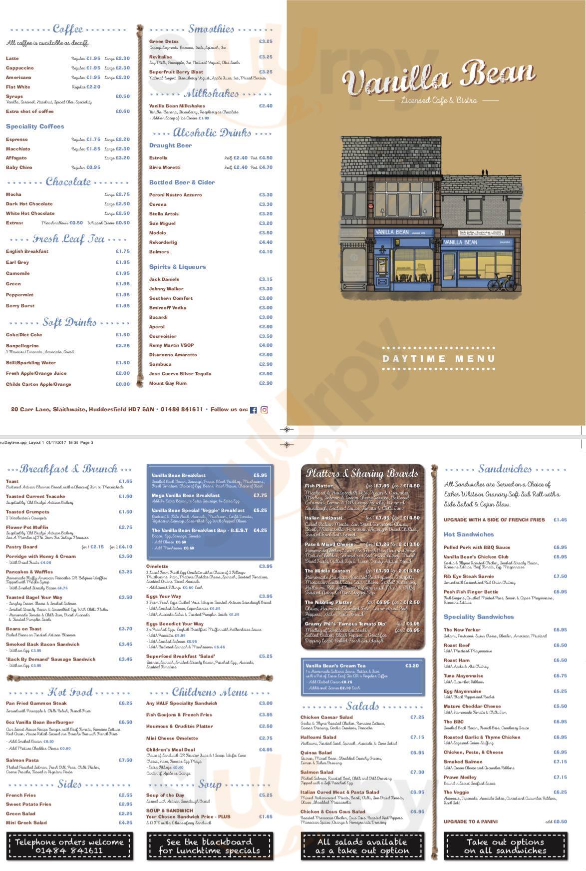 Vanilla Bean menù, Slaithwaite Main Menu Sluurpy