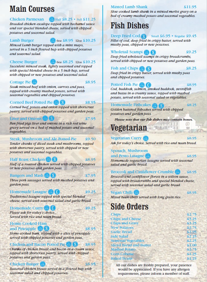 The Ship Inn menù, SaltburnbytheSea Main Menu Sluurpy