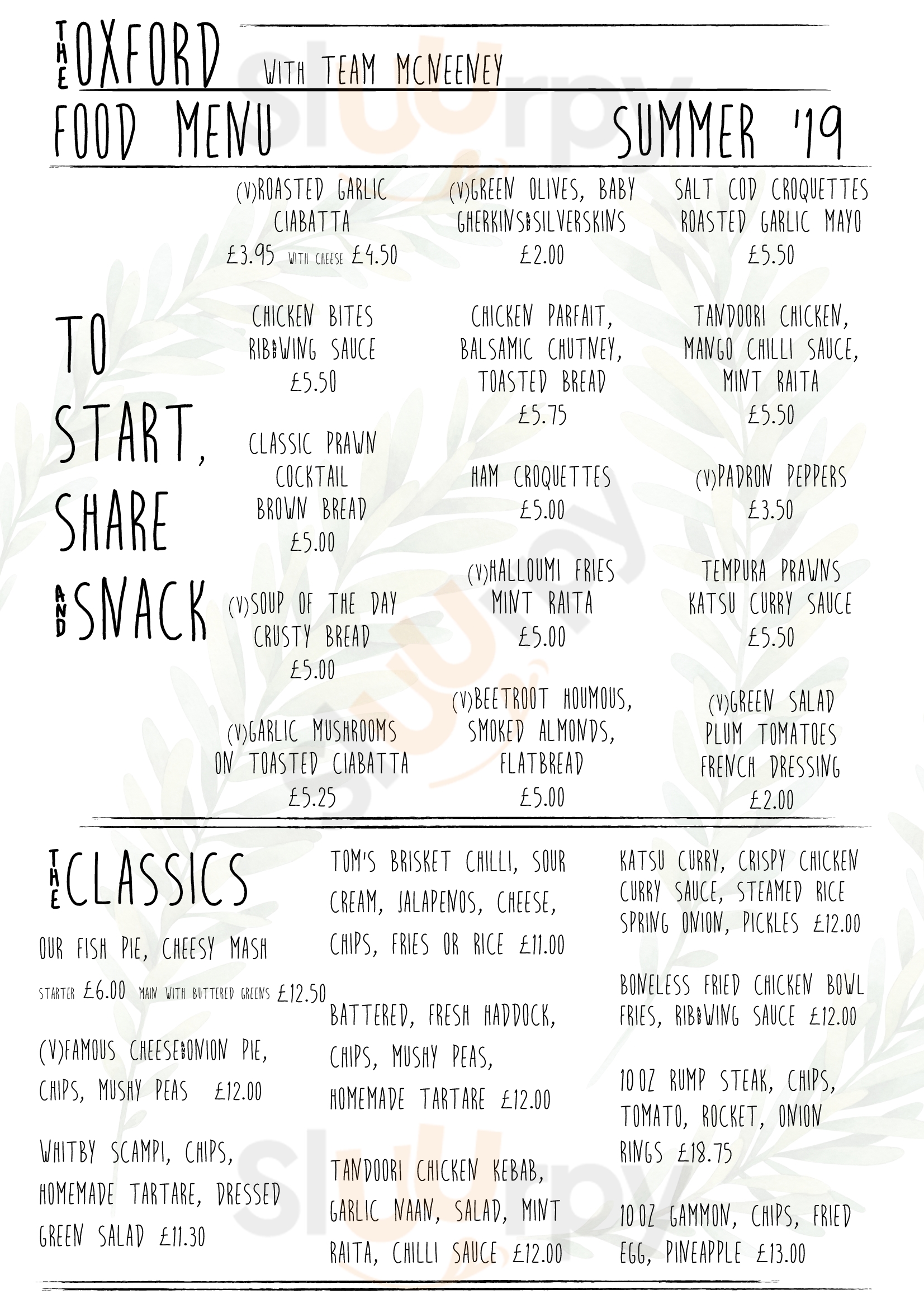 The Oxford Pub menù, Rochdale Main Menu Sluurpy