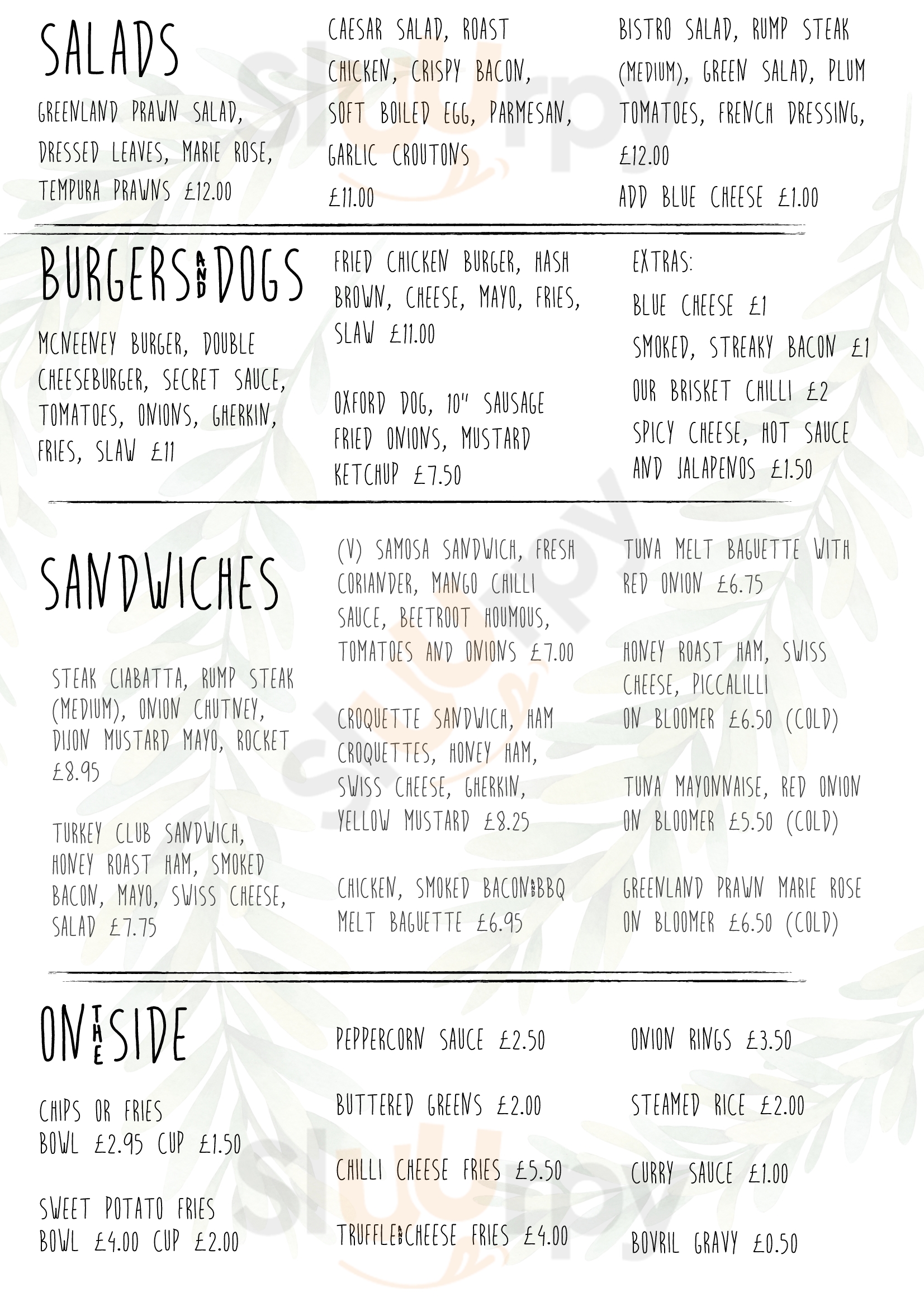 The Oxford Pub menù, Rochdale Main Menu Sluurpy