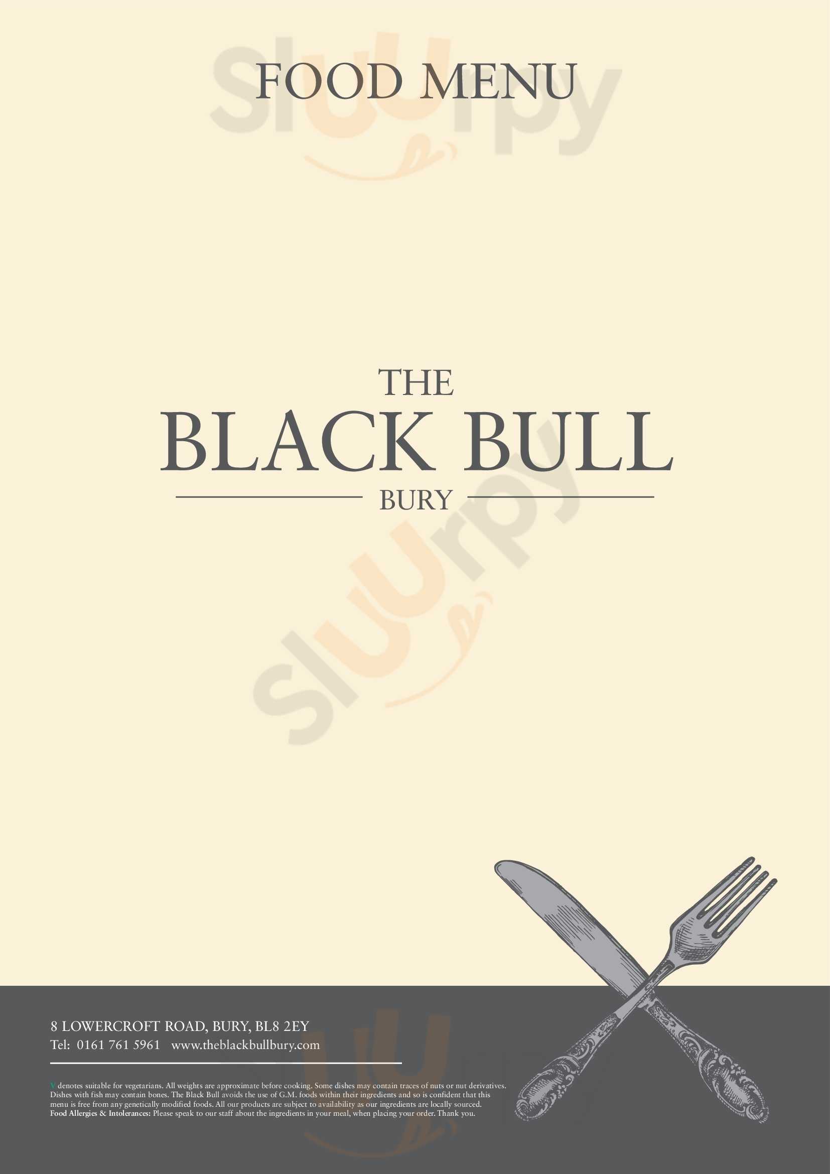 The Black Bull menù, Bury Main Menu Sluurpy