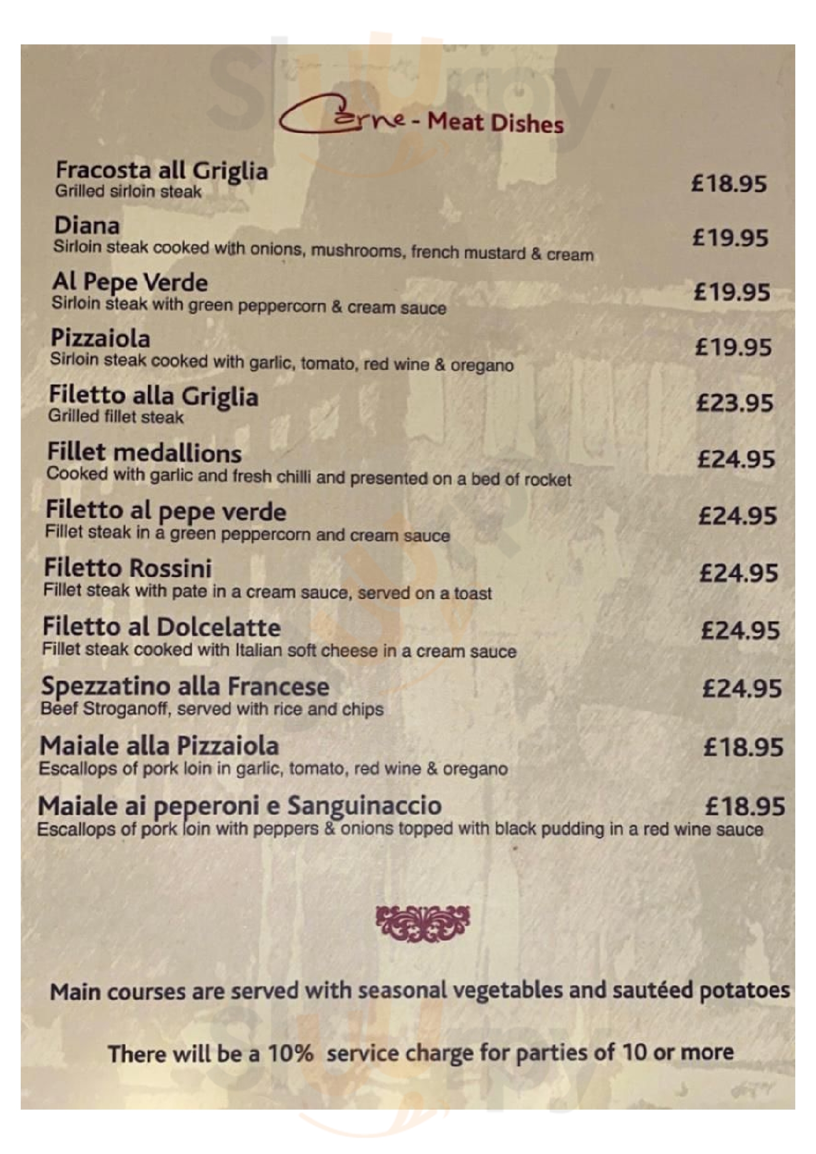 Sorrento Orrell menù, Wigan Main Menu Sluurpy