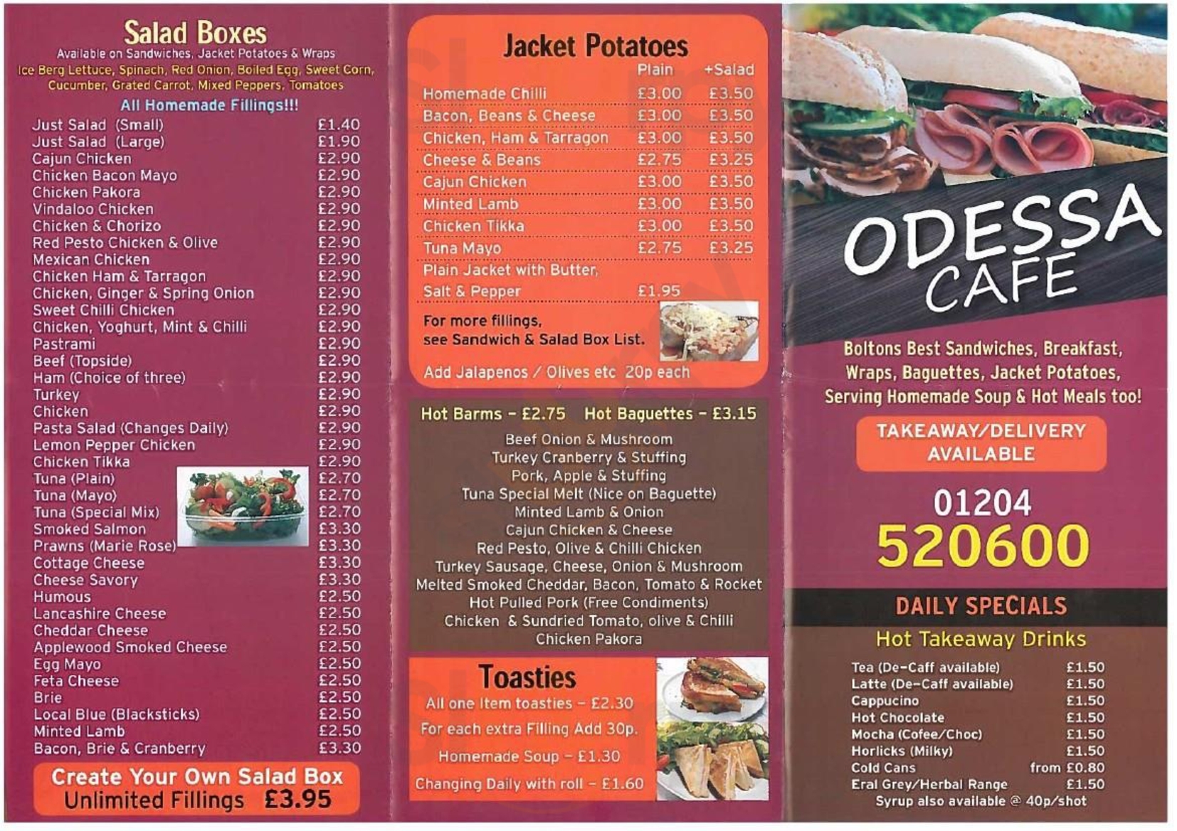 Odessa menù, Bolton Main Menu Sluurpy