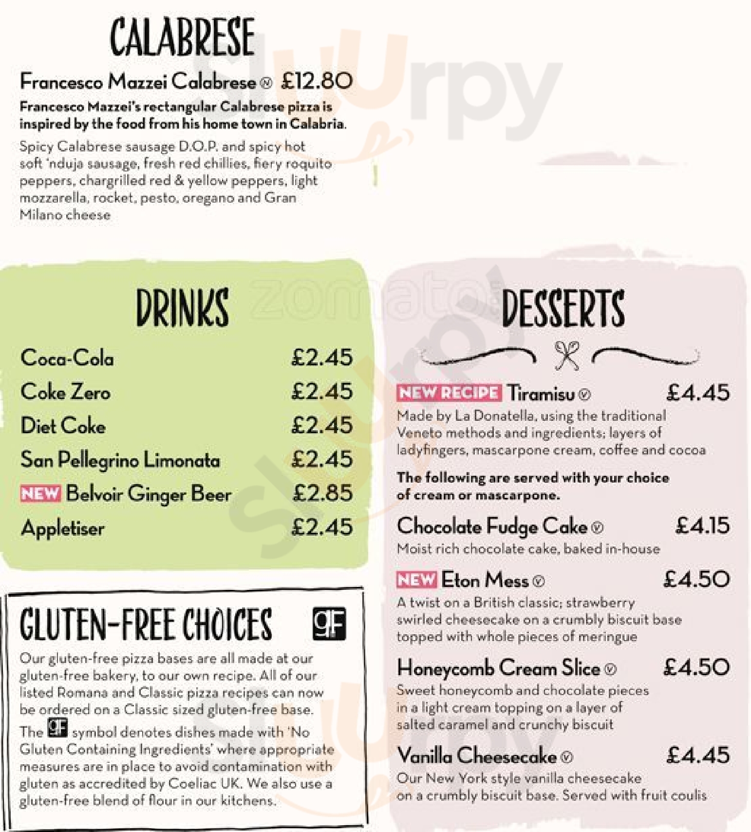 Pizza Express Salford Quays menù, Salford Main Menu Sluurpy