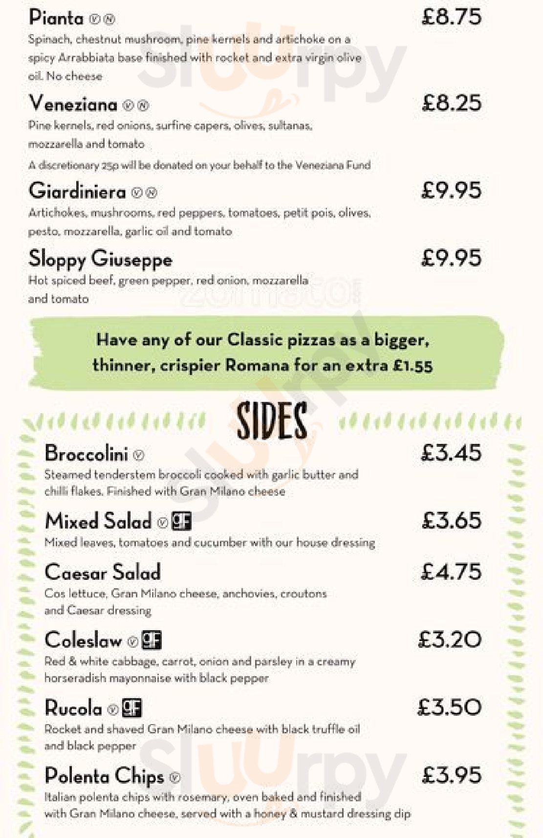 Pizza Express Salford Quays menù, Salford Main Menu Sluurpy