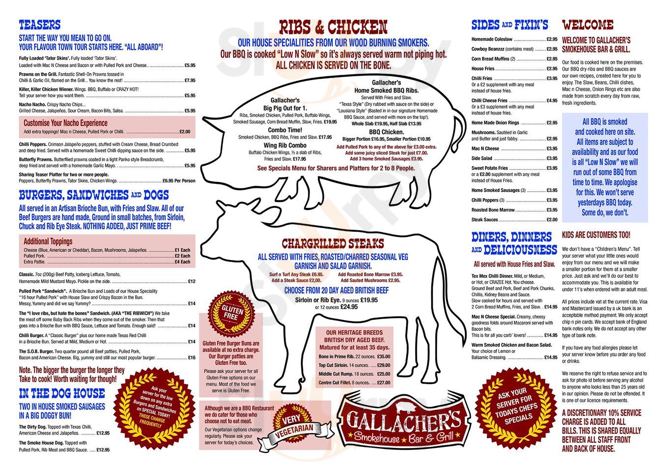 Gallacher's Smokehouse Bar And Grill menù, Leighon Sea Main Menu Sluurpy