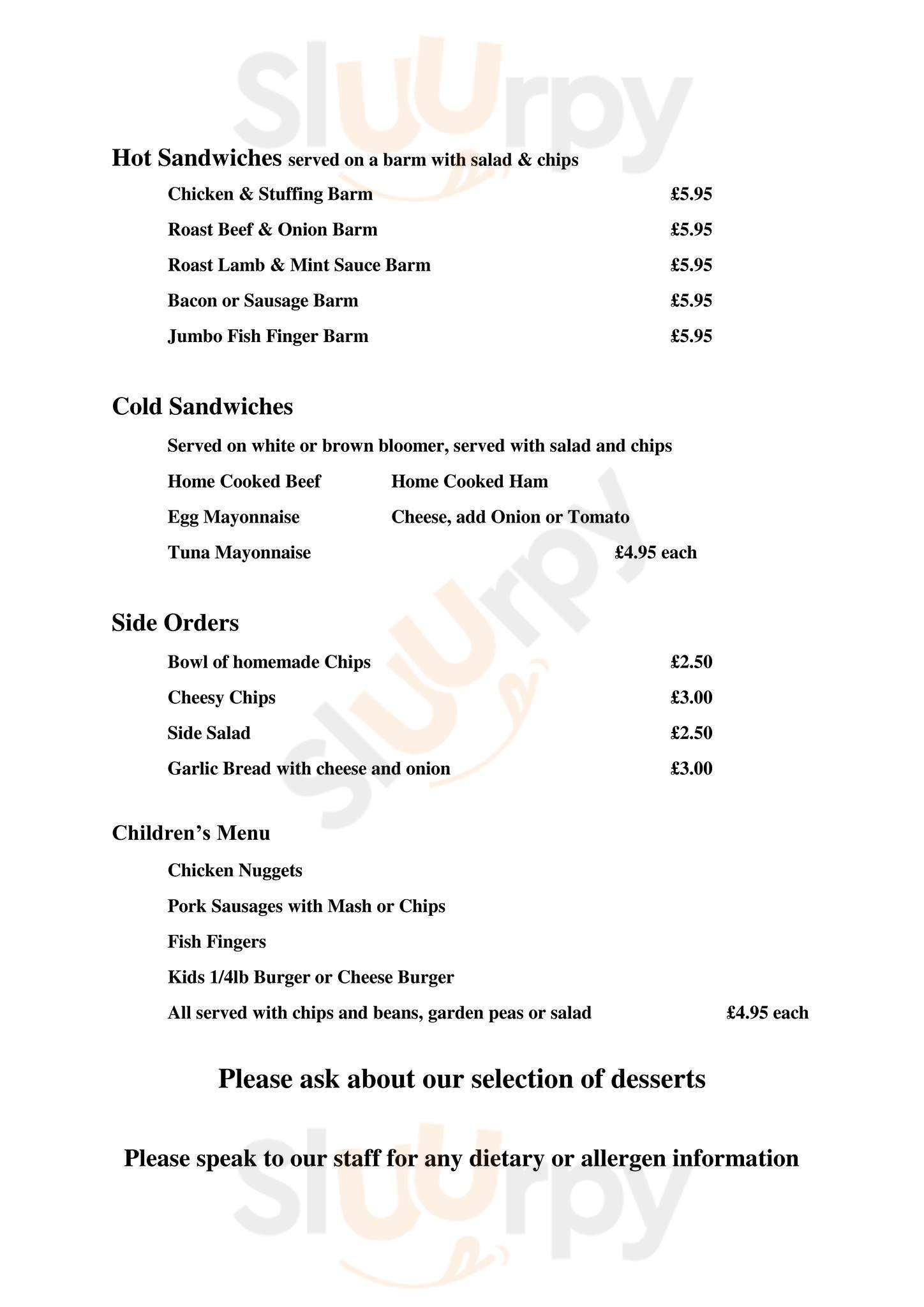 The Dane Bank menù, Denton Main Menu Sluurpy