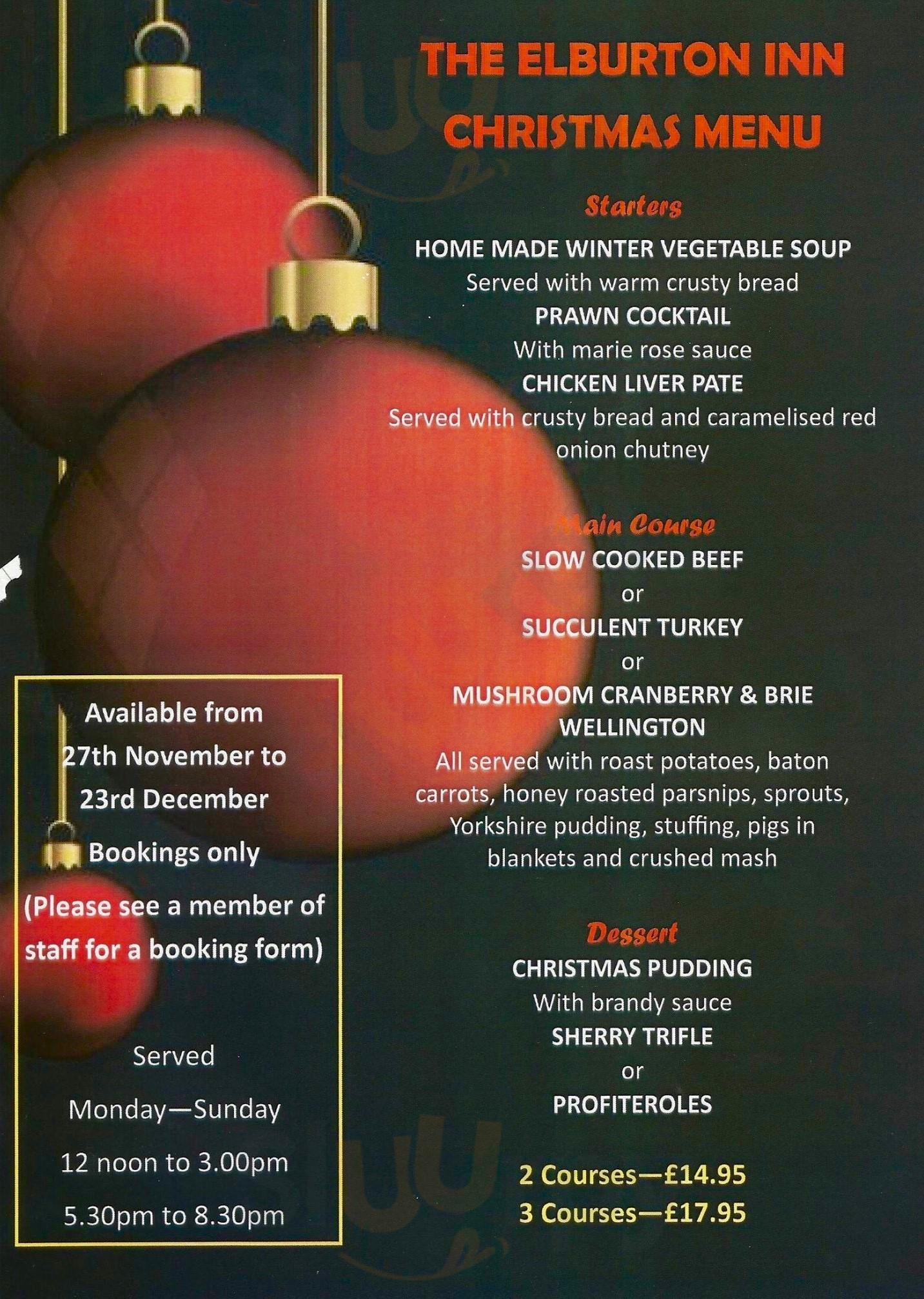 The Elburton Inn menù, Plymouth Main Menu Sluurpy