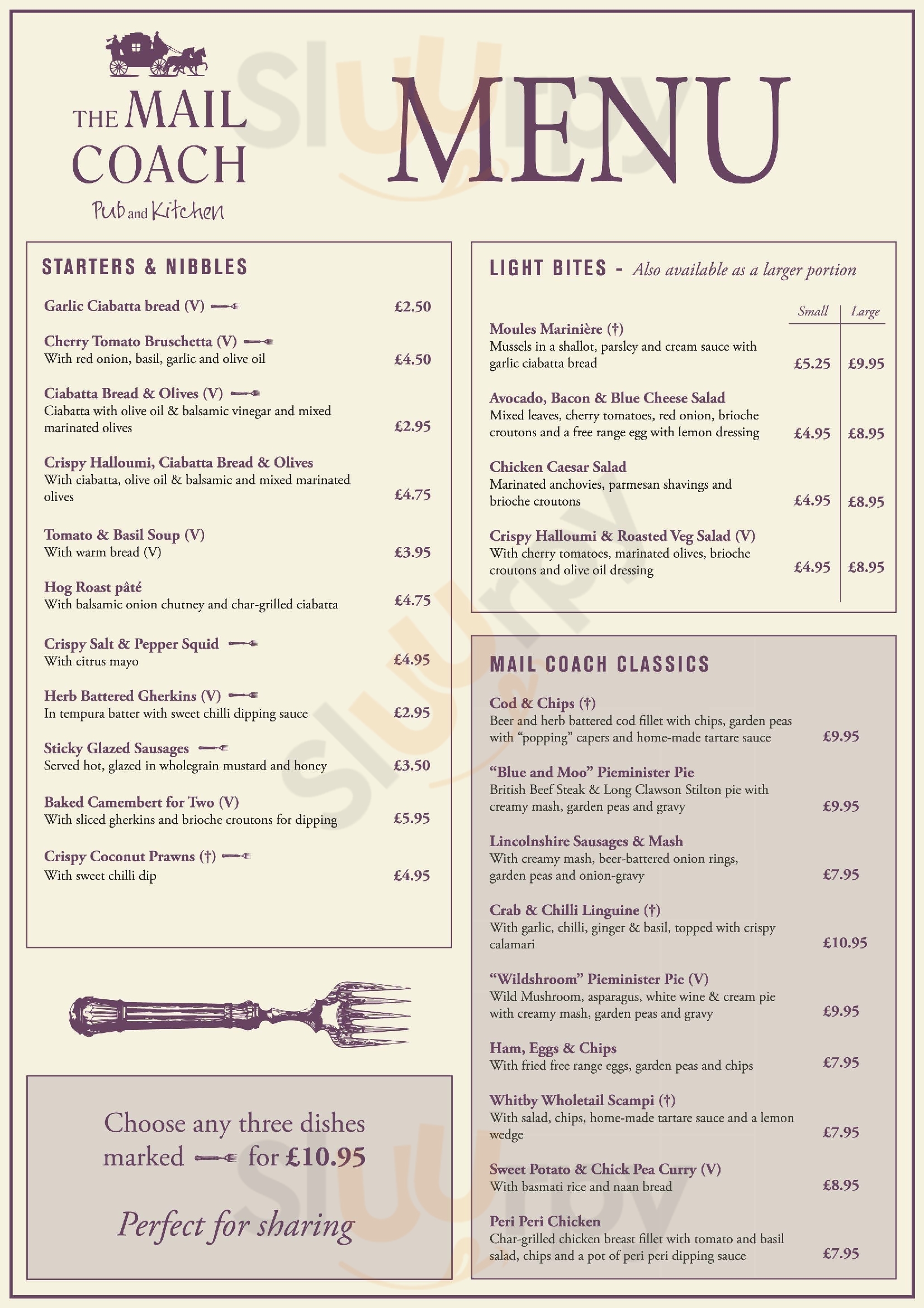 The Mail Coach menù, Northampton Main Menu Sluurpy