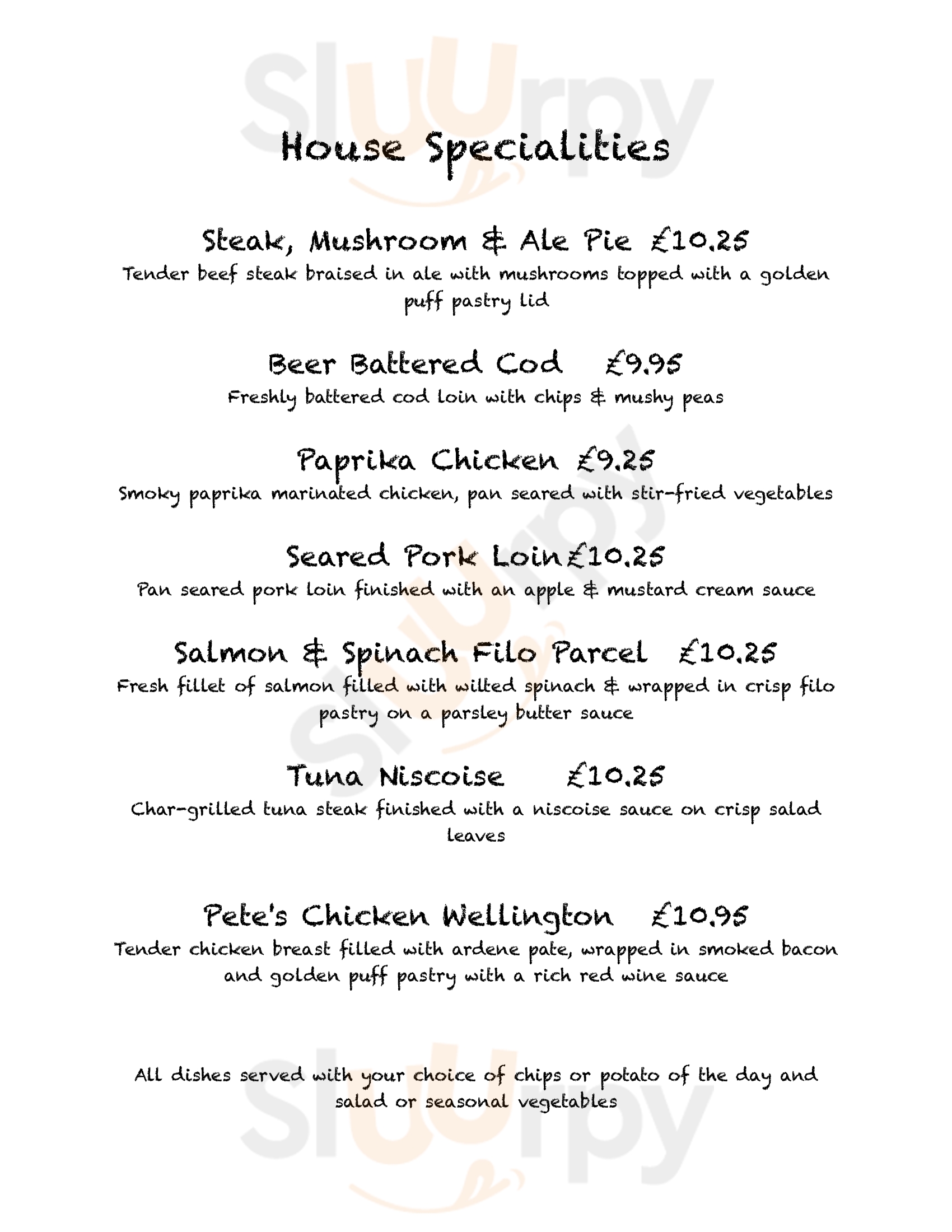 Bold Dragoon menù, Northampton Main Menu Sluurpy