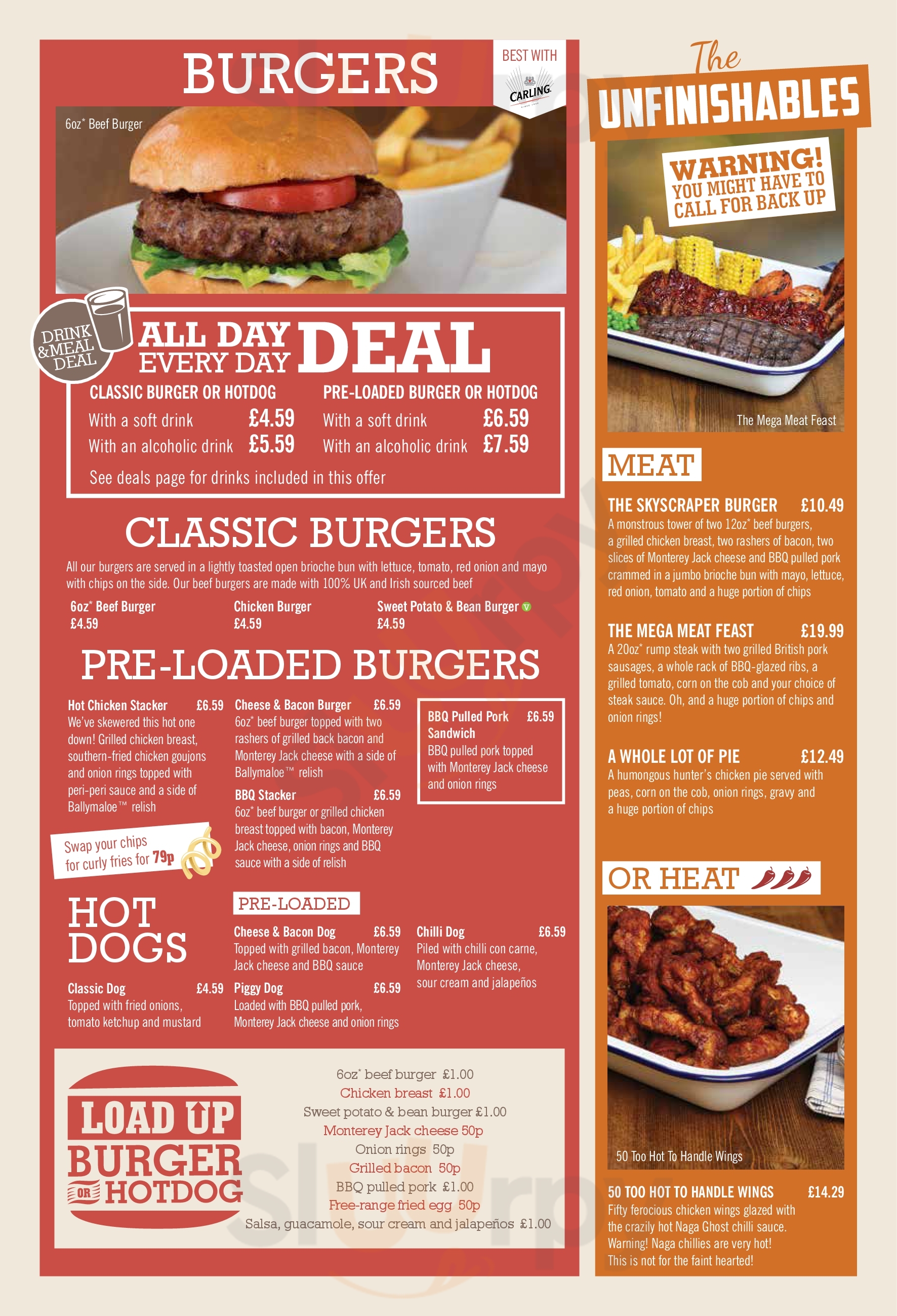 The Highfield menù, Chesterfield Main Menu Sluurpy