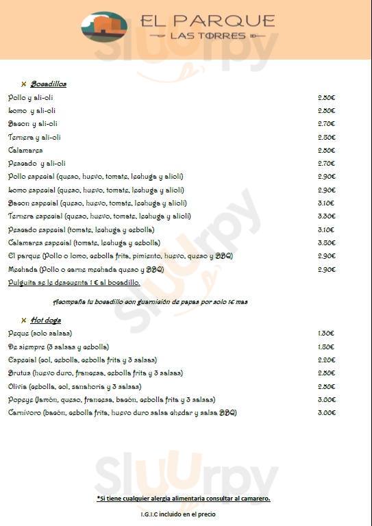 El Parque Las Torres menù, Gran Canaria Menú principal Sluurpy