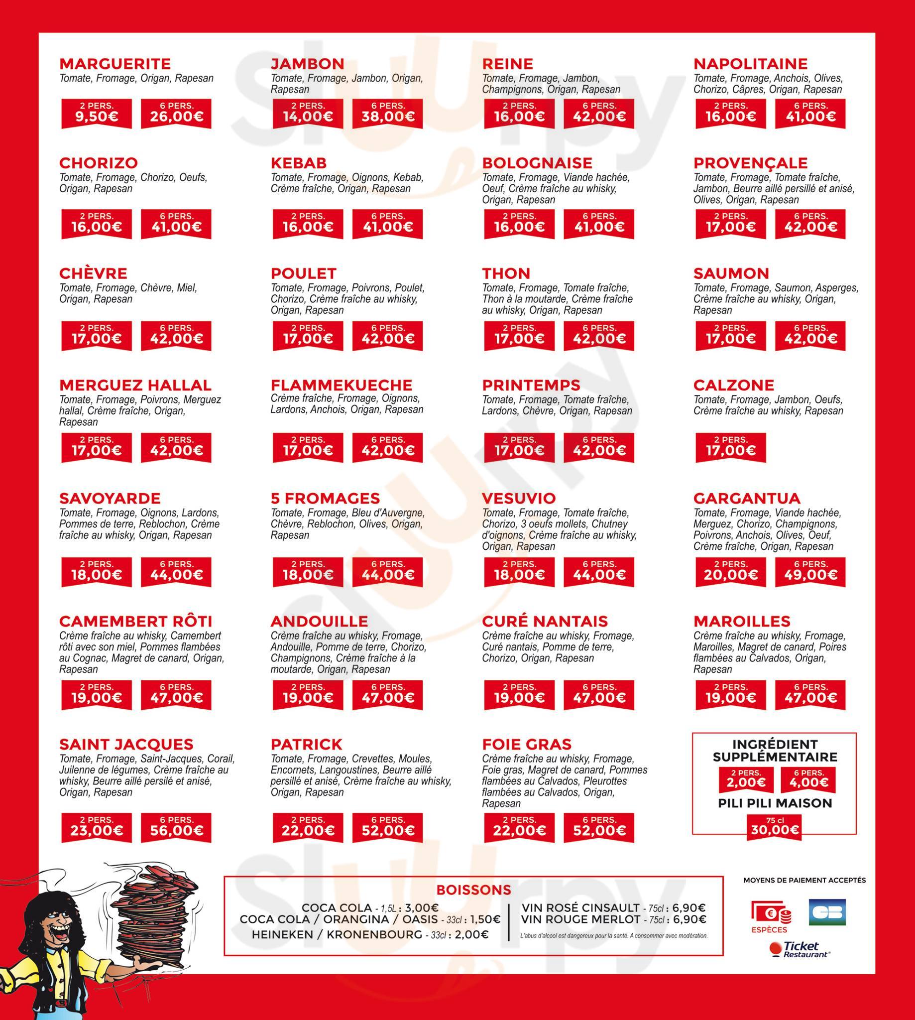 Pizza Patrick menù, SaintNazaire Menu principal Sluurpy