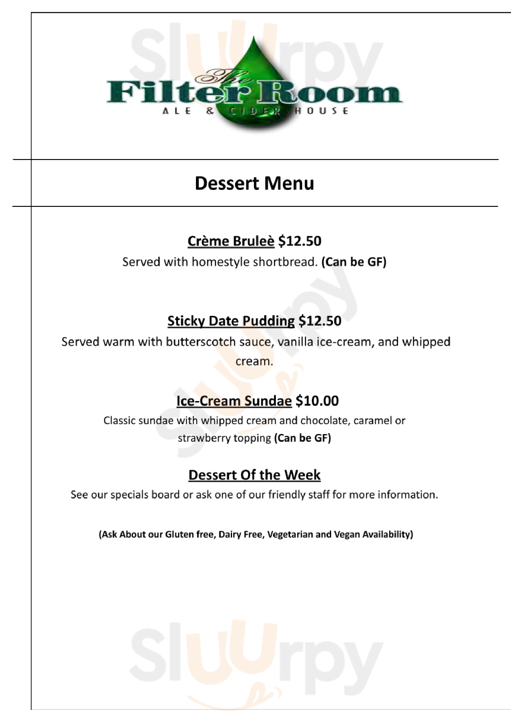 The Filter Room menù, Napier Main Menu Sluurpy