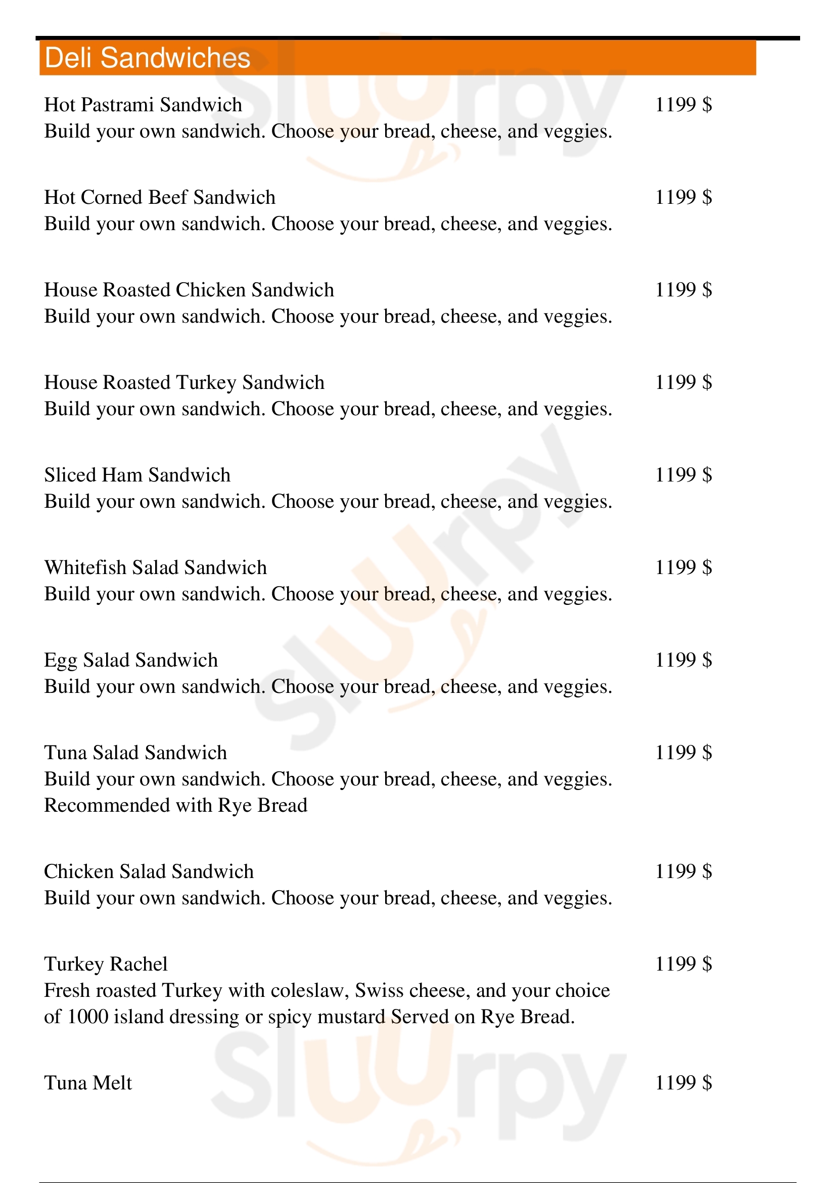 Brooklyn Water Bagel menù, Fort Lauderdale Main Menu Sluurpy
