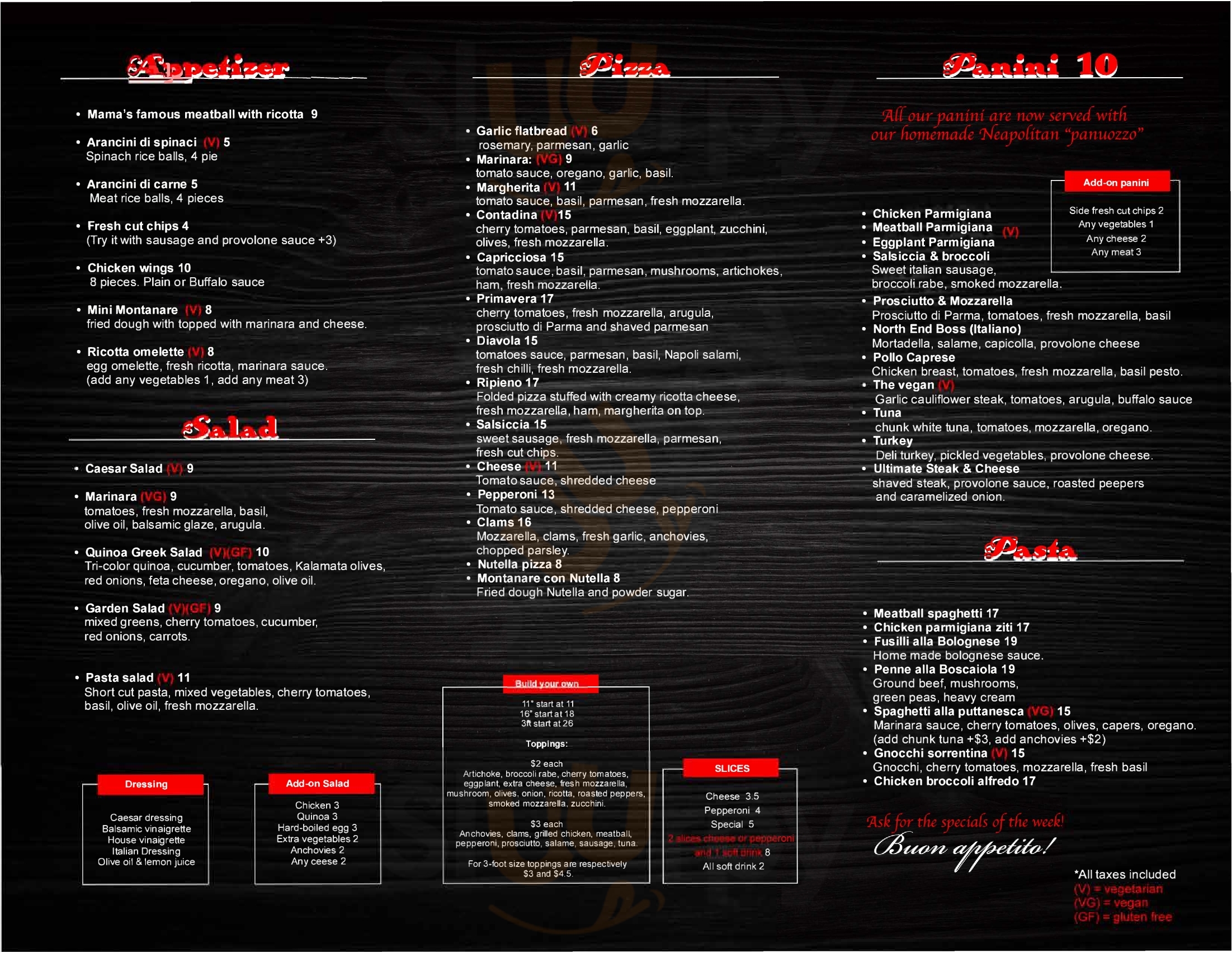 Rina's menù, Boston Main Menu Sluurpy