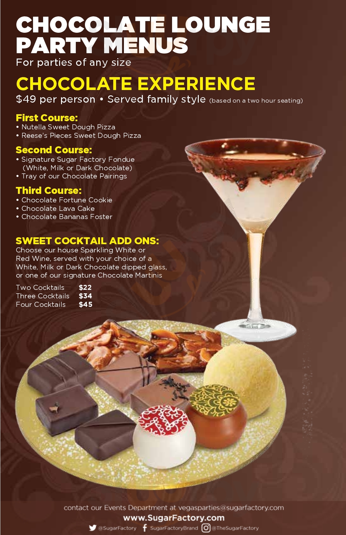 Sugar Factory Fashion Show menù, Las Vegas Menu Sluurpy