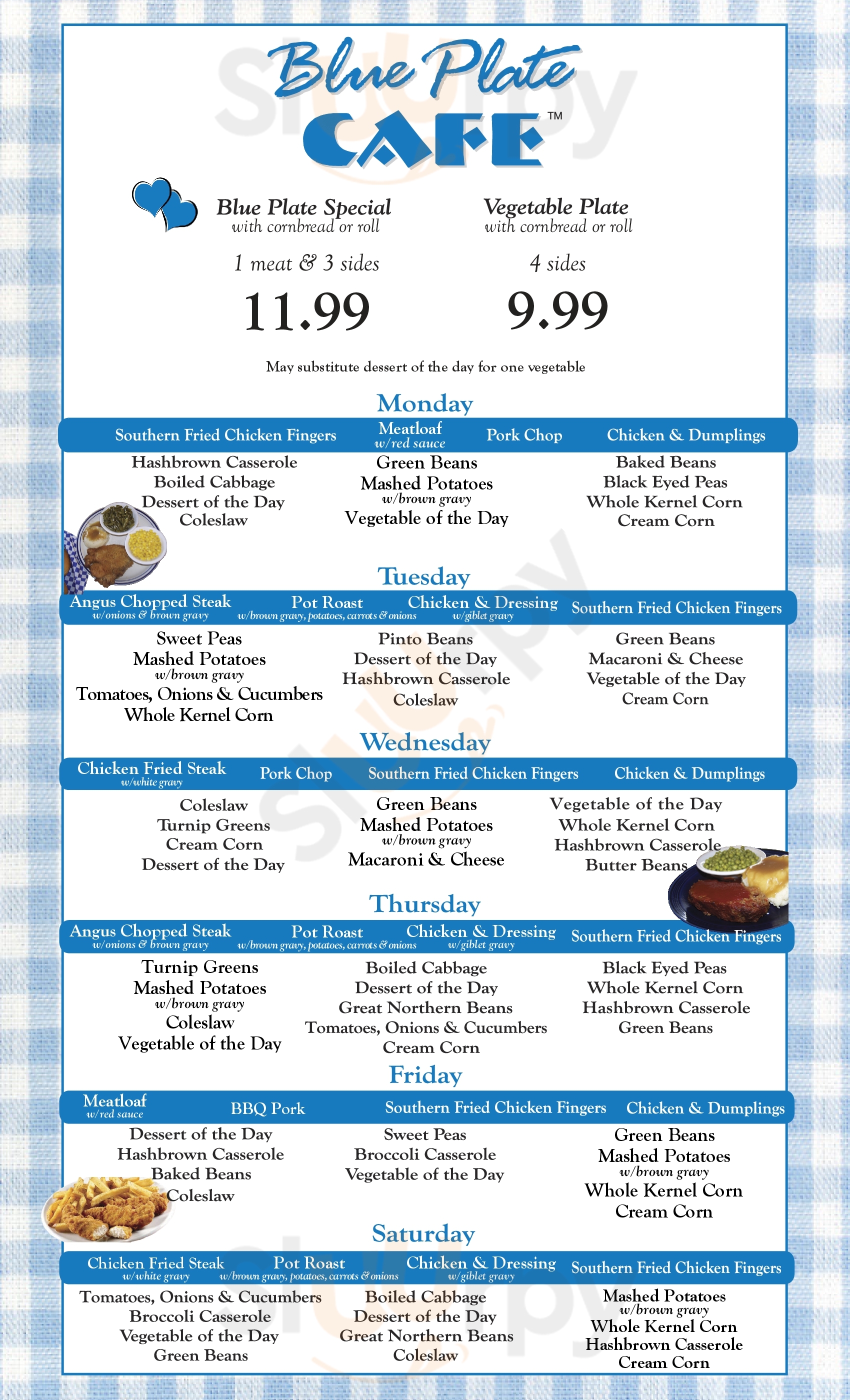 Blue Plate Cafe menù, Huntsville Main Menu Sluurpy