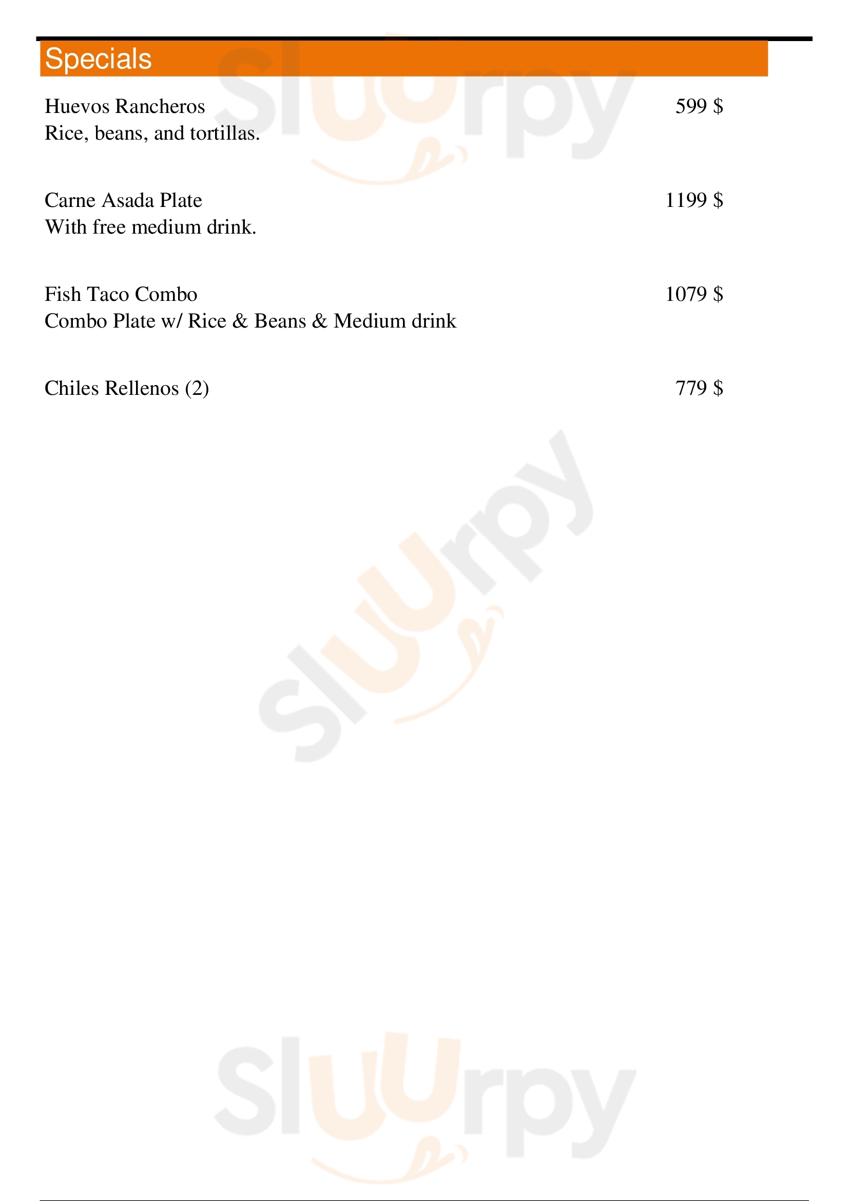 Alfredo's Mexican Food menù, Torrance Main Menu Sluurpy
