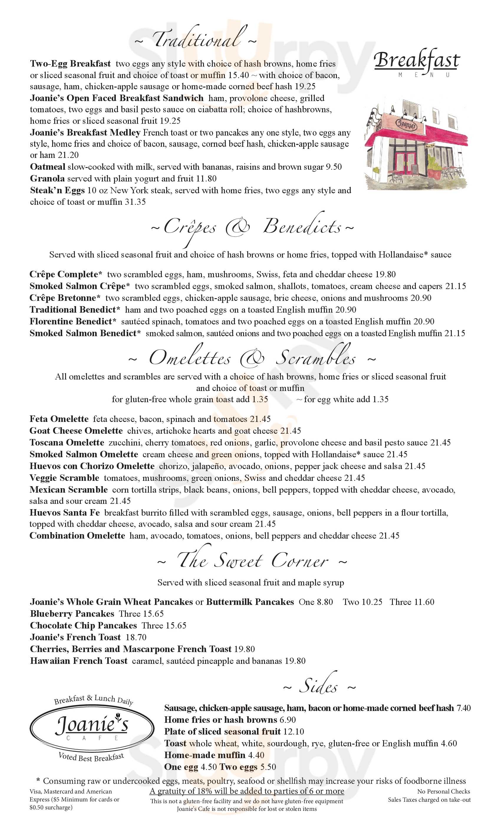 Joanie's Cafe menù, Palo Alto Main Menu Sluurpy