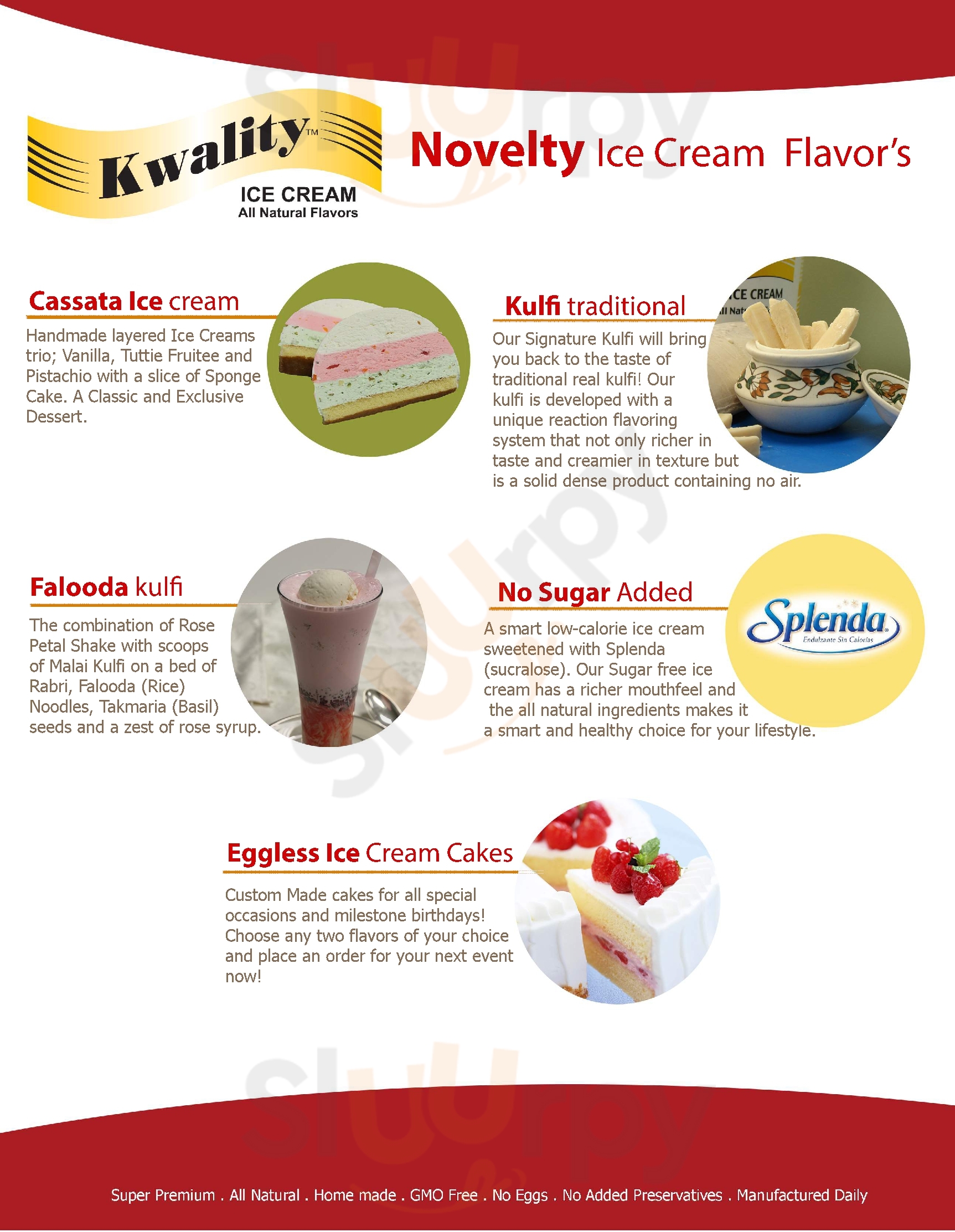 Kwality Ice Cream menù, Edison Main Menu Sluurpy