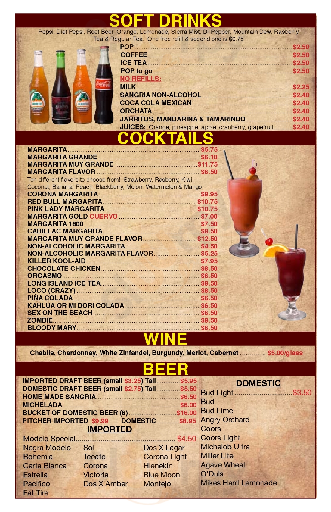 Aztecas Family Mexican Restaurant menù, Grand Junction Main Menu