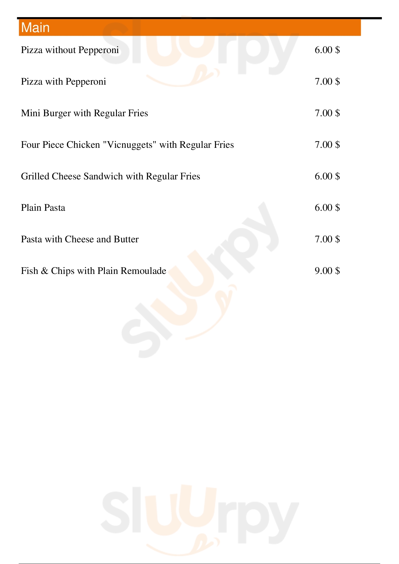 Victoria Gastro Pub menù, Columbia Main Menu Sluurpy