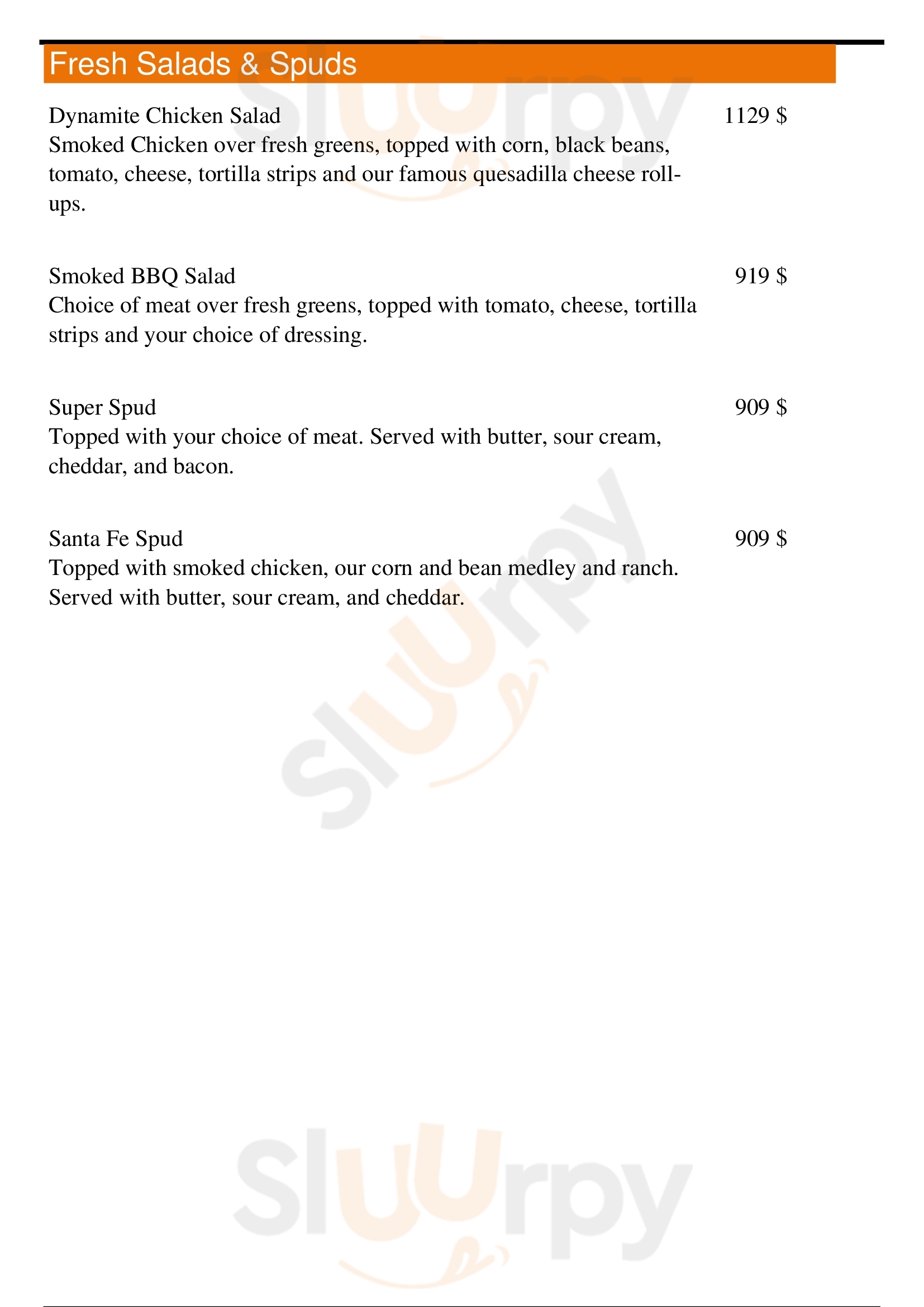 Rib Crib menù, Searcy Main Menu Sluurpy