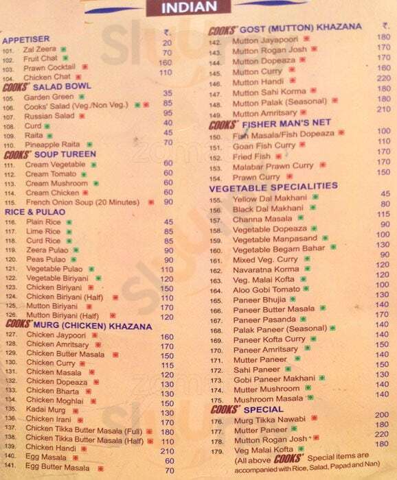 Cook's Spice menù, Bhubaneswar All Sluurpy