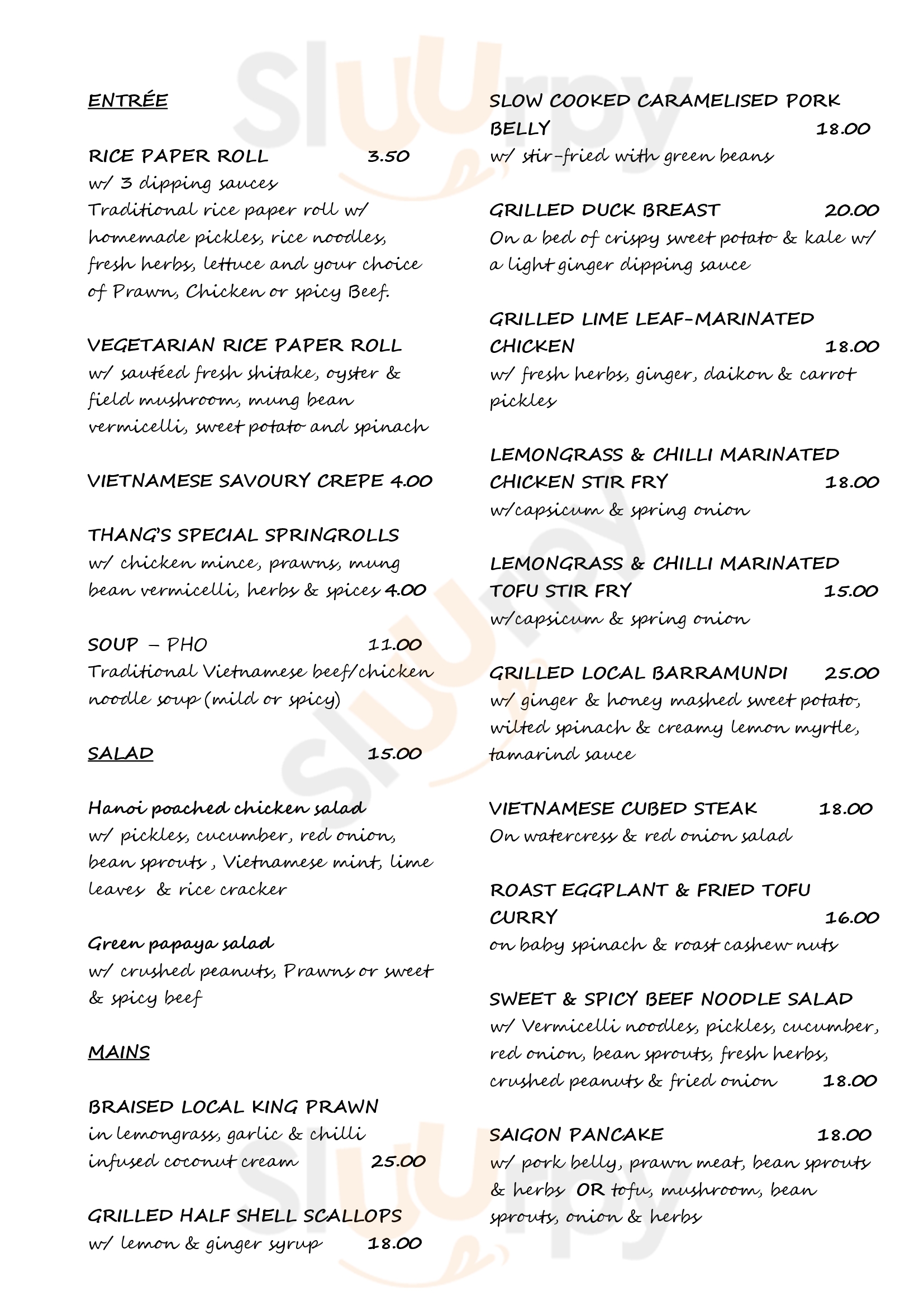 Simply Duo Cafe menù, Brisbane Main Menu Sluurpy