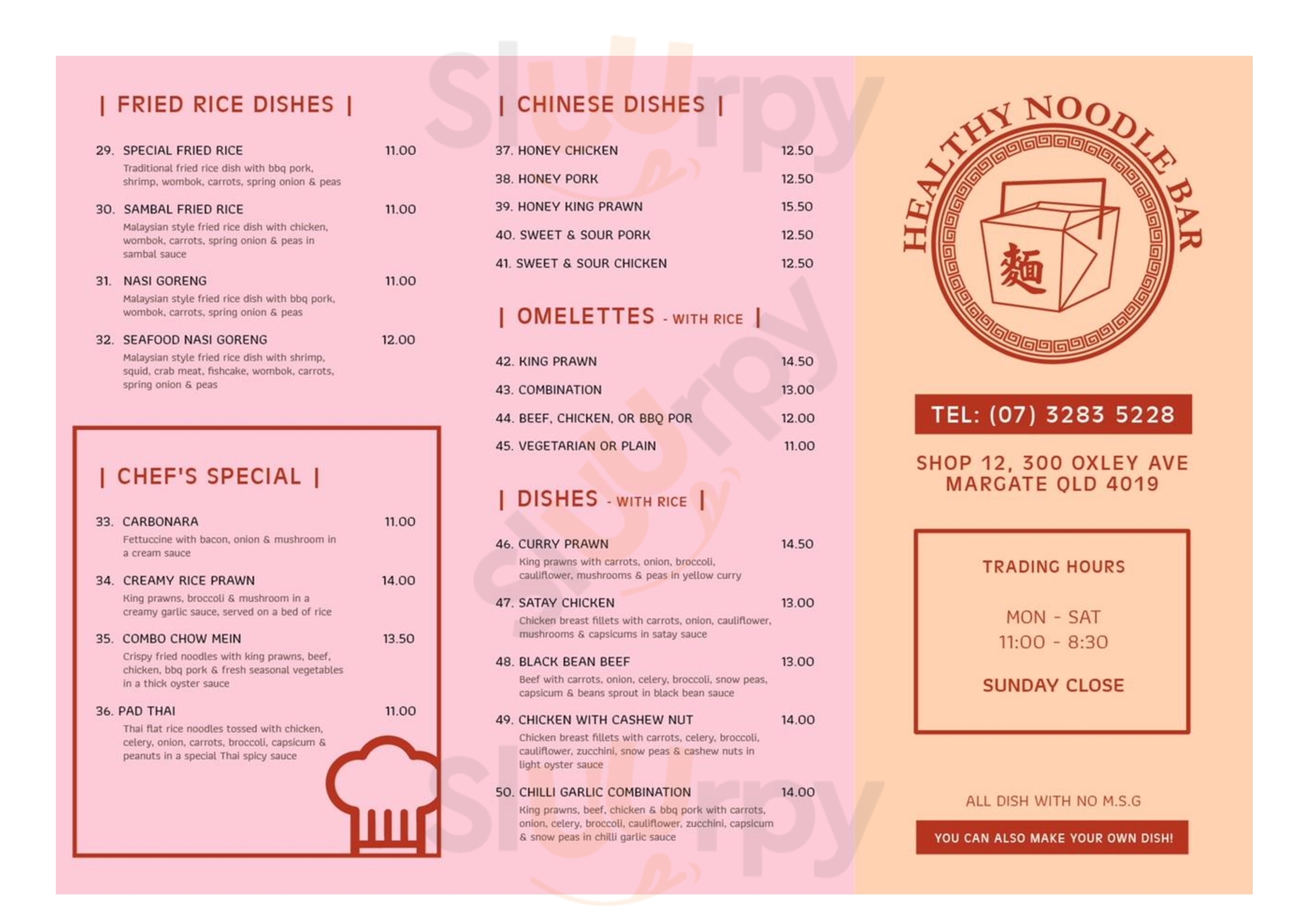 Healthy Noodle Bar menù, Margate Main Menu Sluurpy